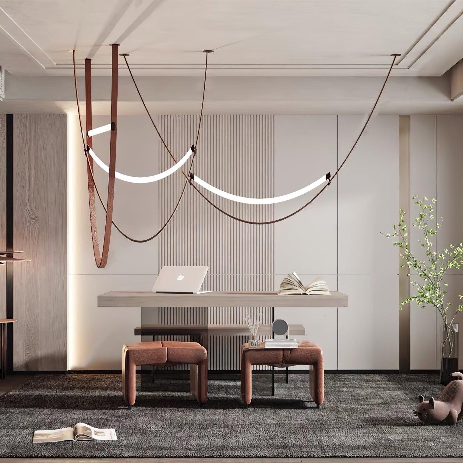 Belt Lampe à Suspension en Cuir et Silicone Minimaliste