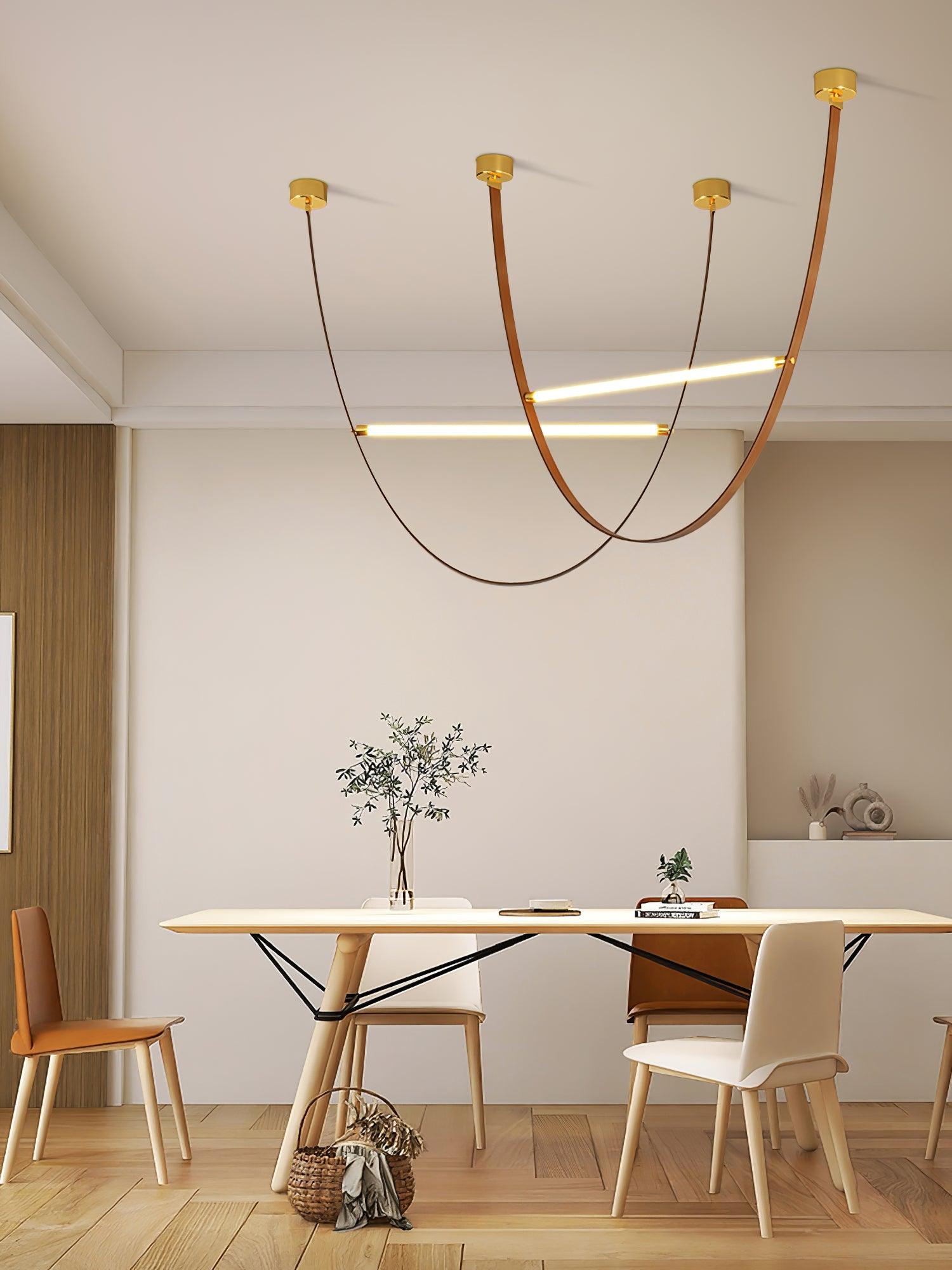 Belt Lampe à Suspension en Cuir et Silicone Minimaliste