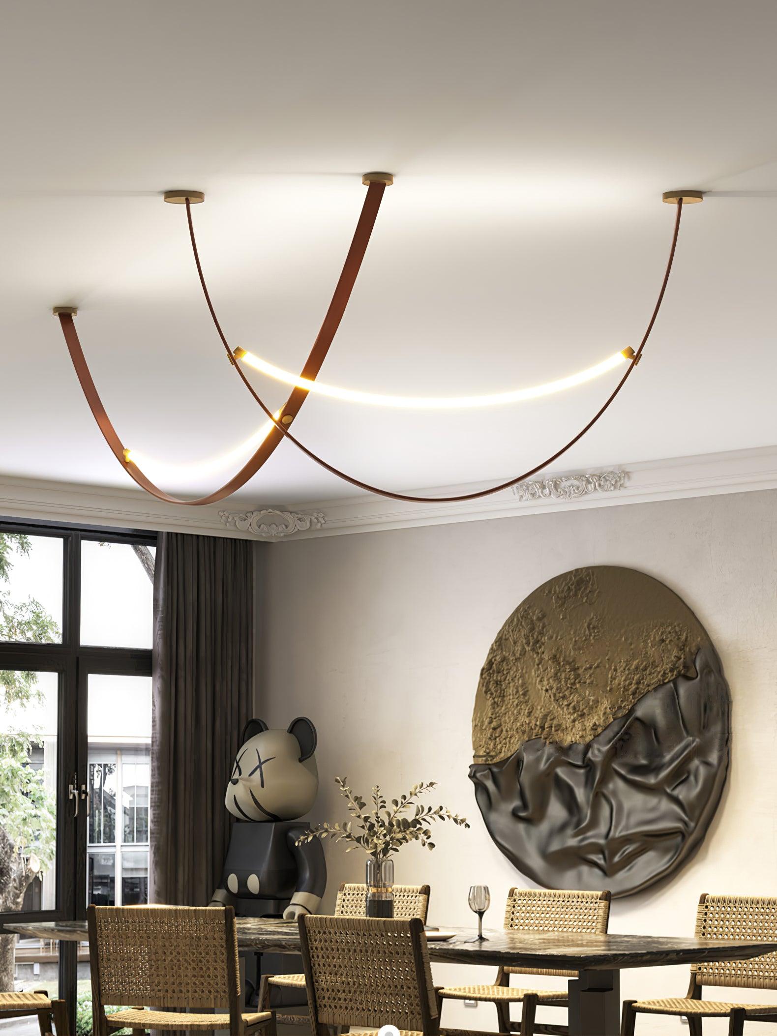 Belt Lampe à Suspension en Cuir et Silicone Minimaliste