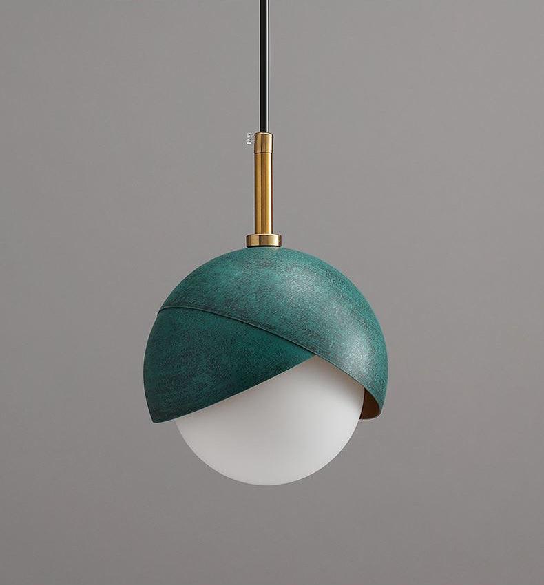 Solara Lampe Suspendue en Laiton Globe Opale Emboîté Moderne