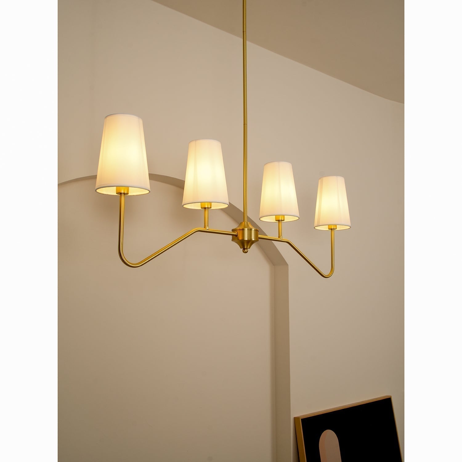 Lustra Lustre Laiton Courbé Beige Linéaire