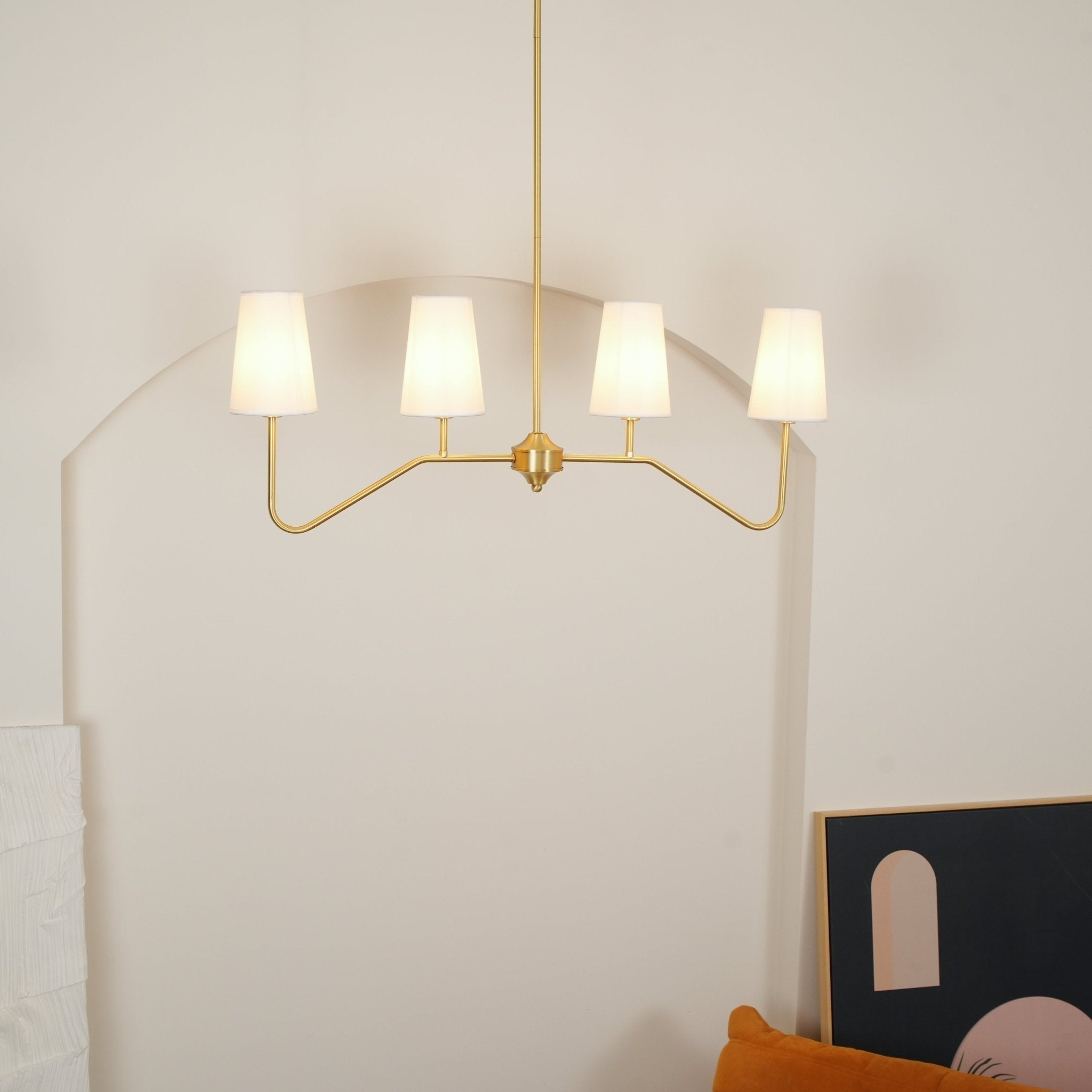 Lustra Lustre Laiton Courbé Beige Linéaire