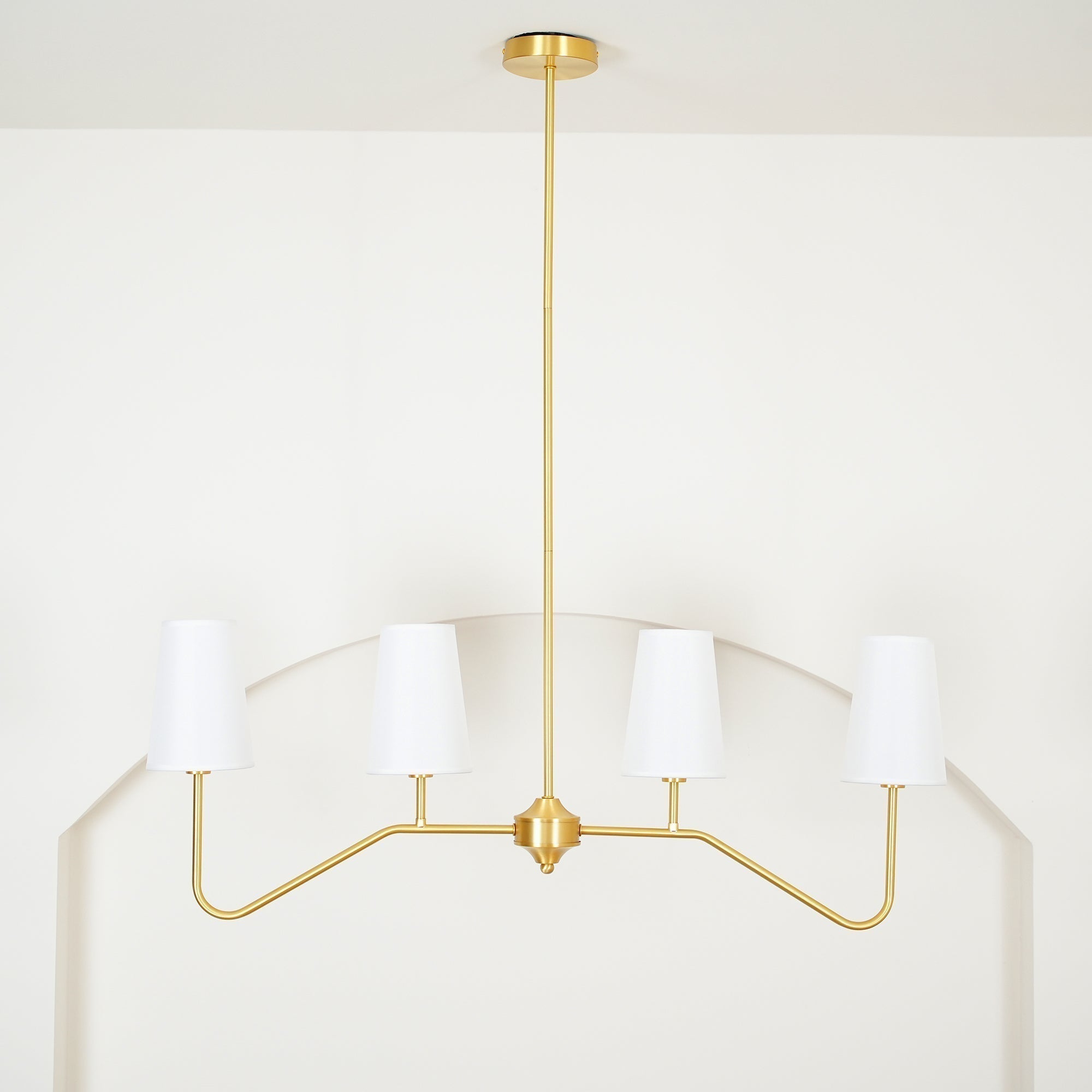 Lustra Lustre Laiton Courbé Beige Linéaire