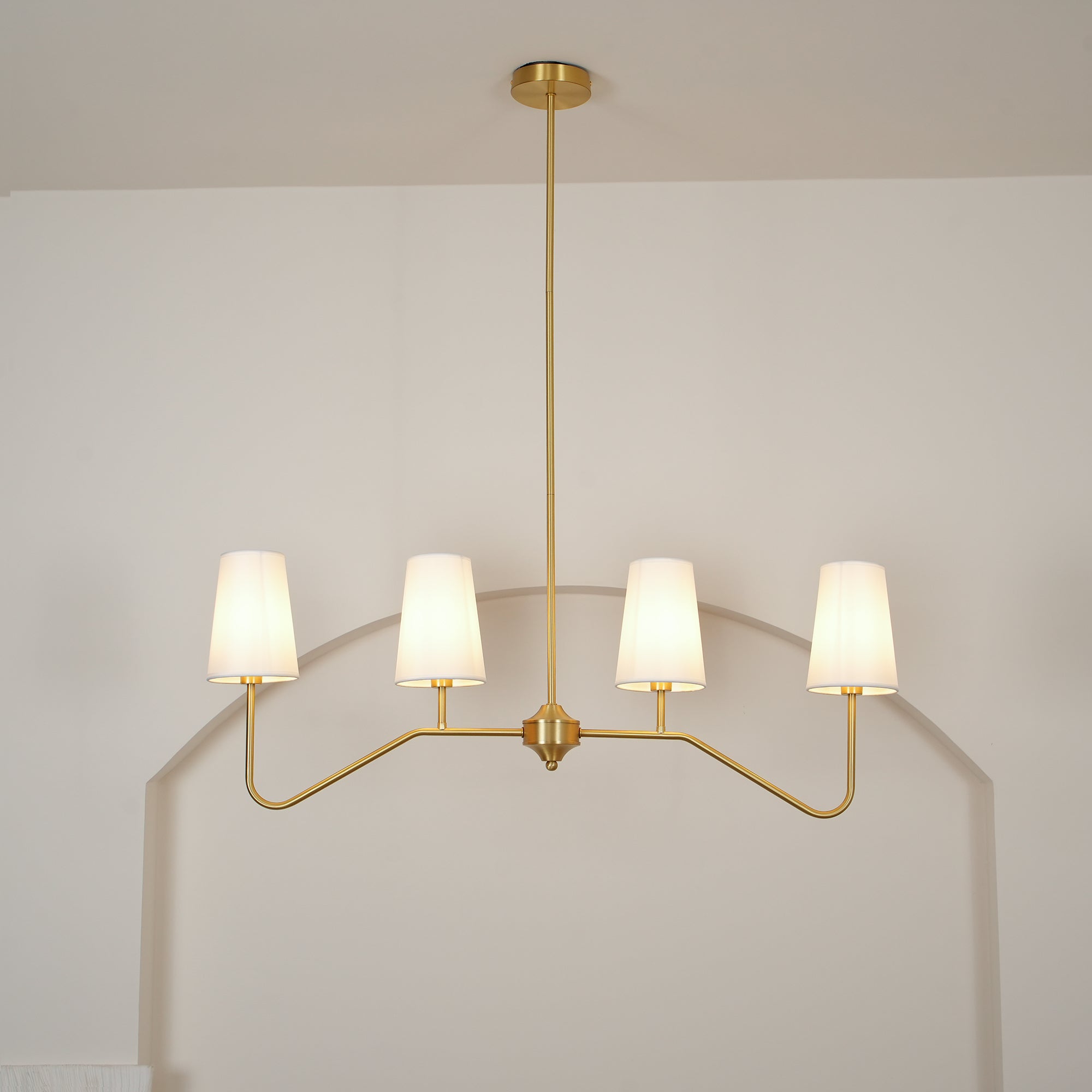 Lustra Lustre Laiton Courbé Beige Linéaire
