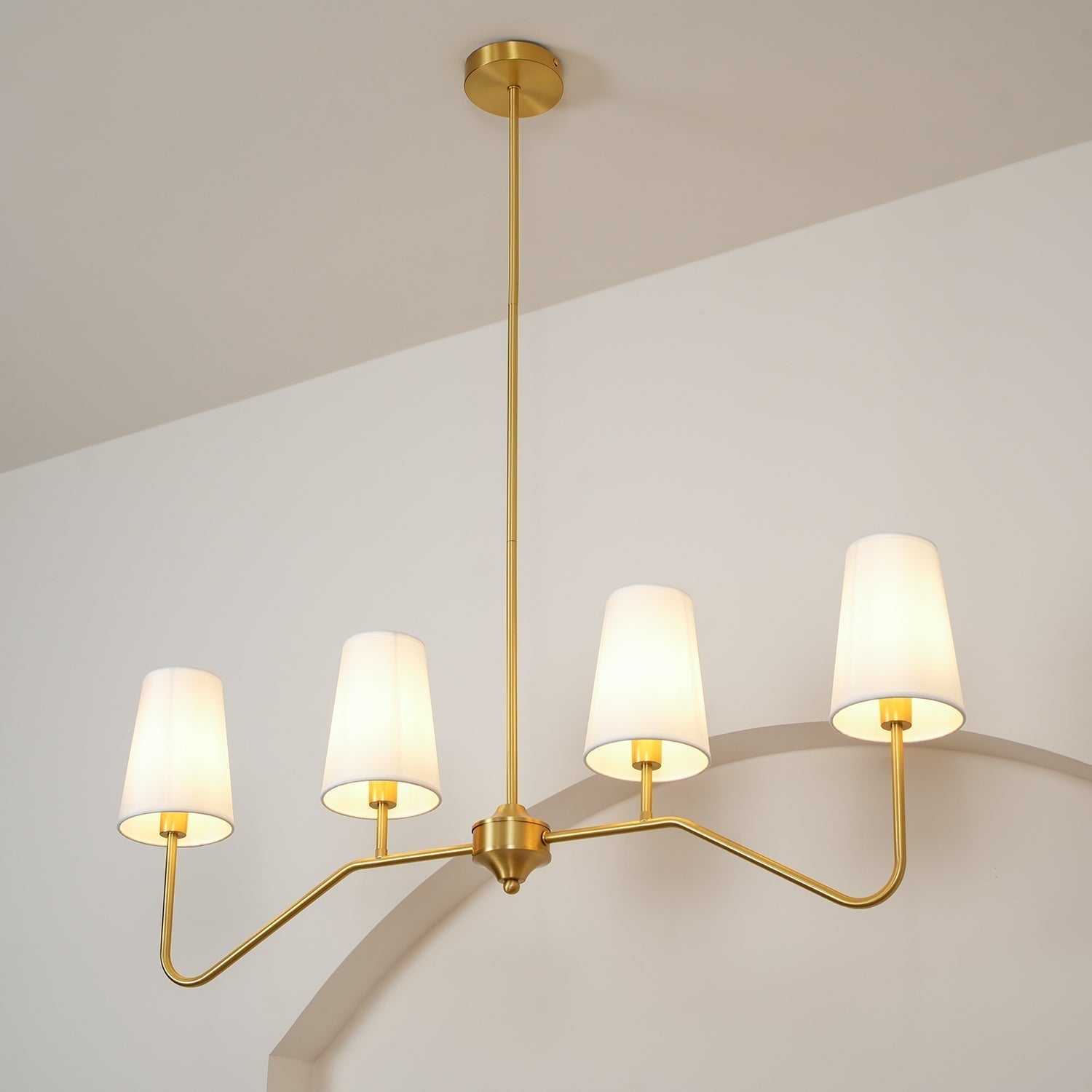 Lustra Lustre Laiton Courbé Beige Linéaire