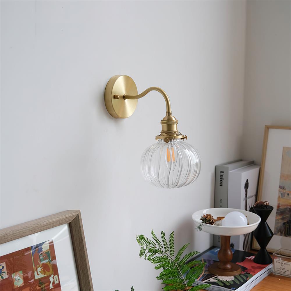 Berliner Applique Murale Bras en Laiton Verre Vintage