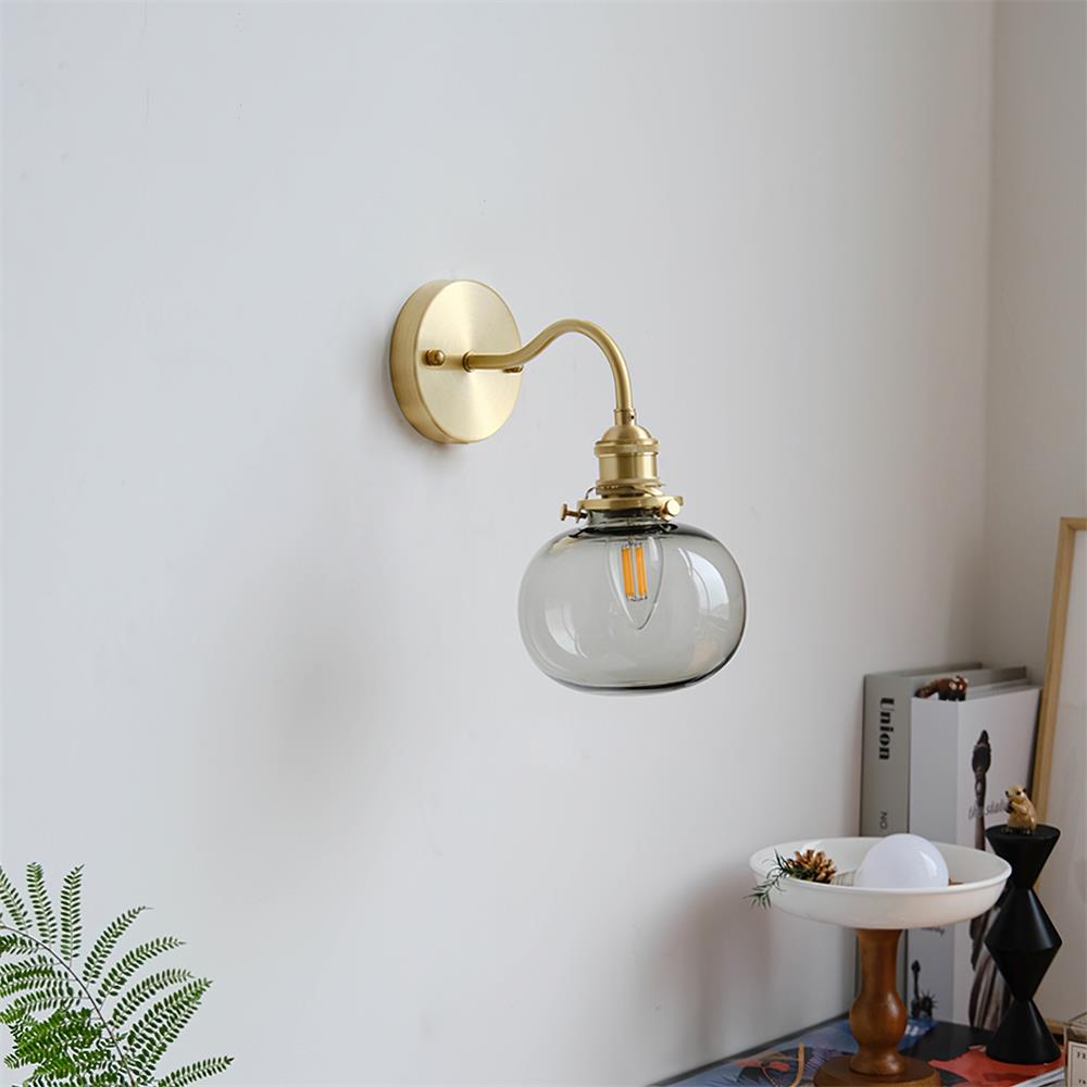 Berliner Applique Murale Bras en Laiton Verre Vintage