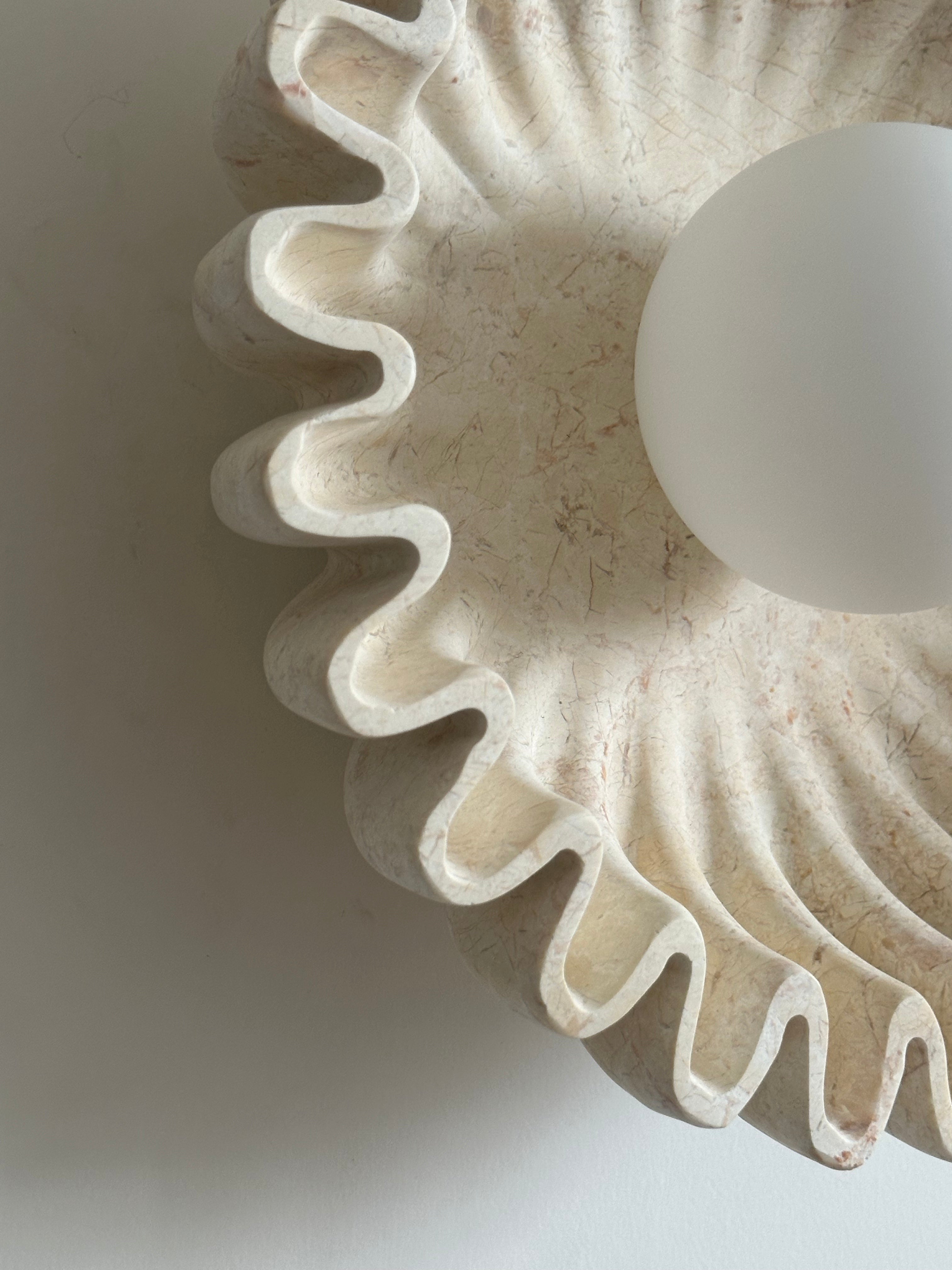 Applique Murale Céramique Verre Blanc Noir Beige Sculptural