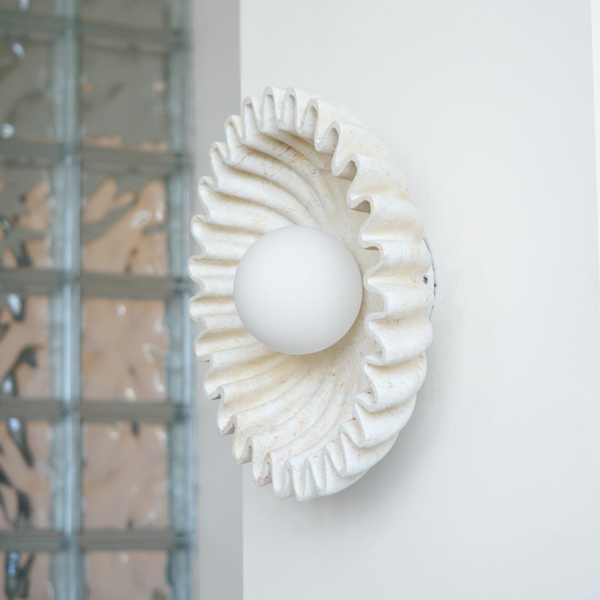 Applique Murale Céramique Verre Blanc Noir Beige Sculptural