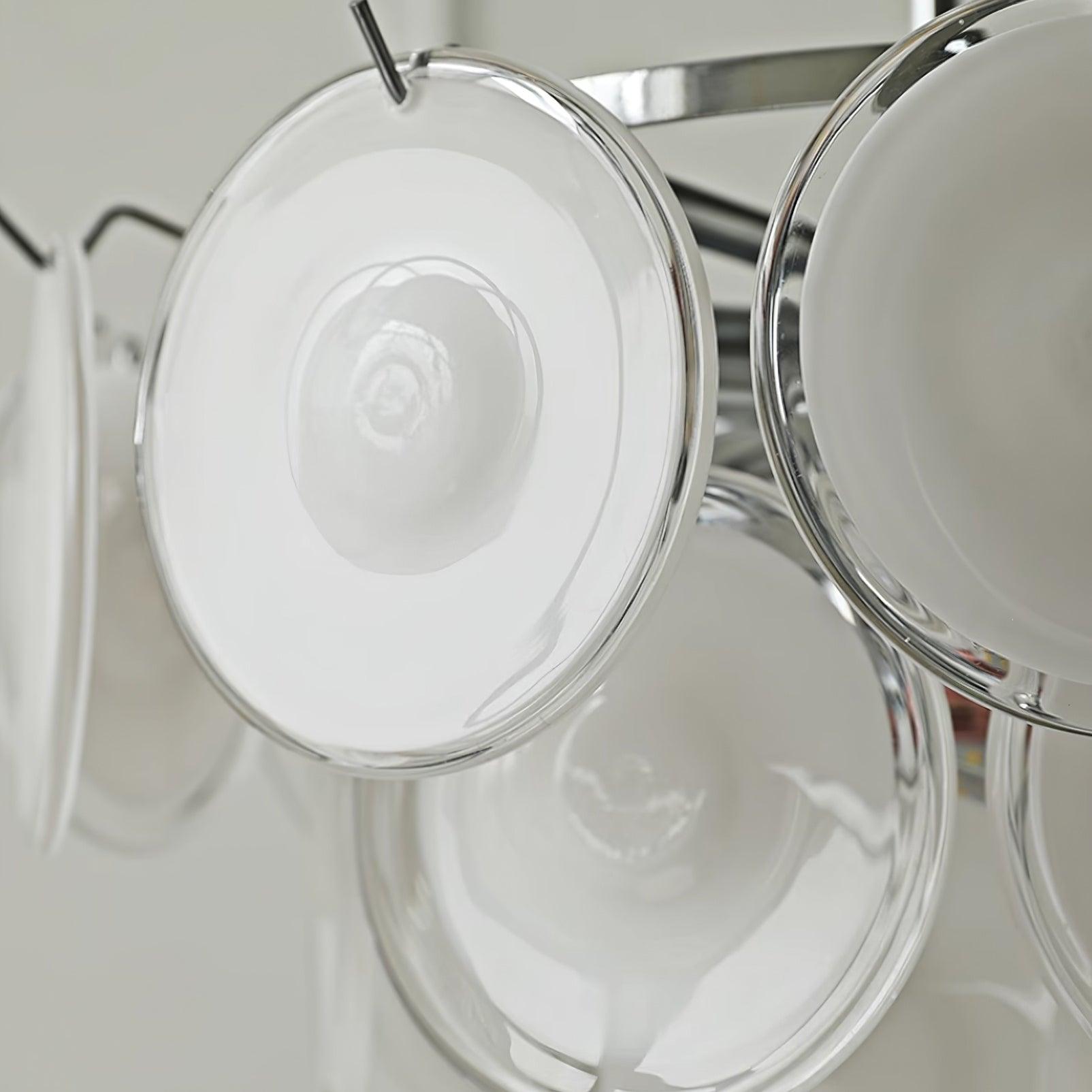 Lustre Esona à Disques en Verre Givré en Cascades