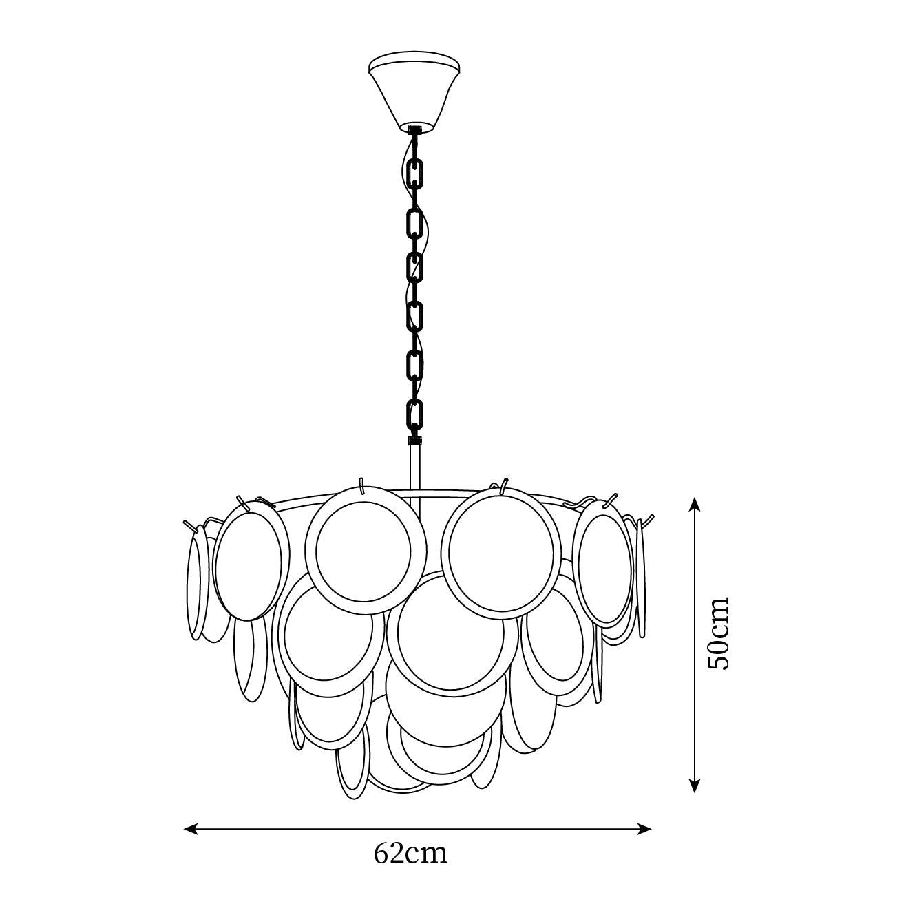 Lustre Esona à Disques en Verre Givré en Cascades