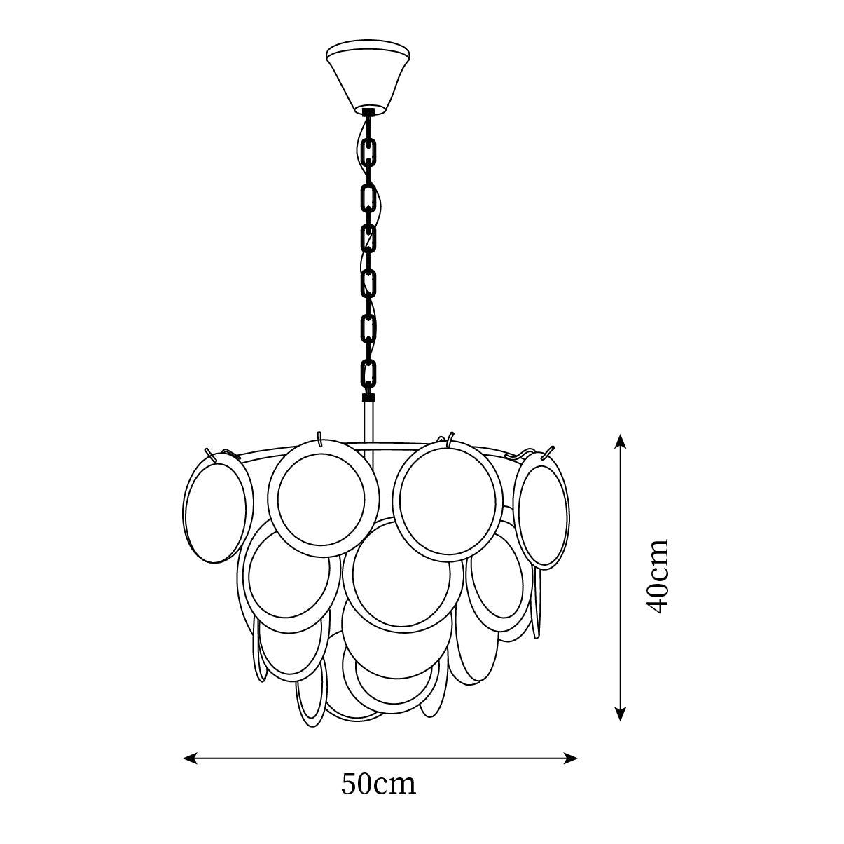 Lustre Esona à Disques en Verre Givré en Cascades