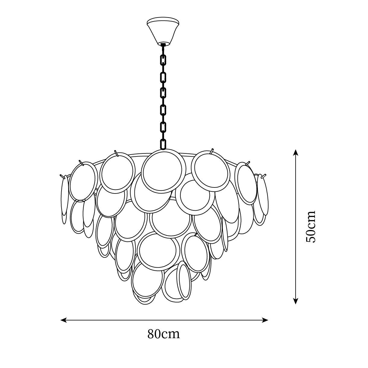 Lustre Esona à Disques en Verre Givré en Cascades