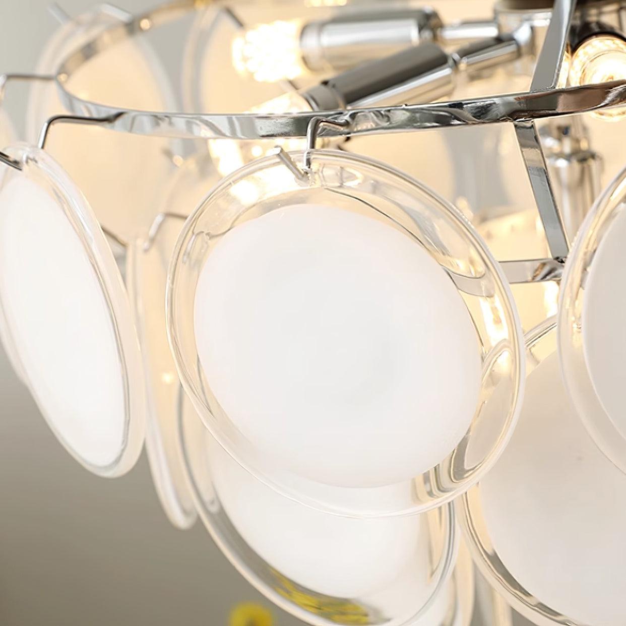 Lustre Esona à Disques en Verre Givré en Cascades