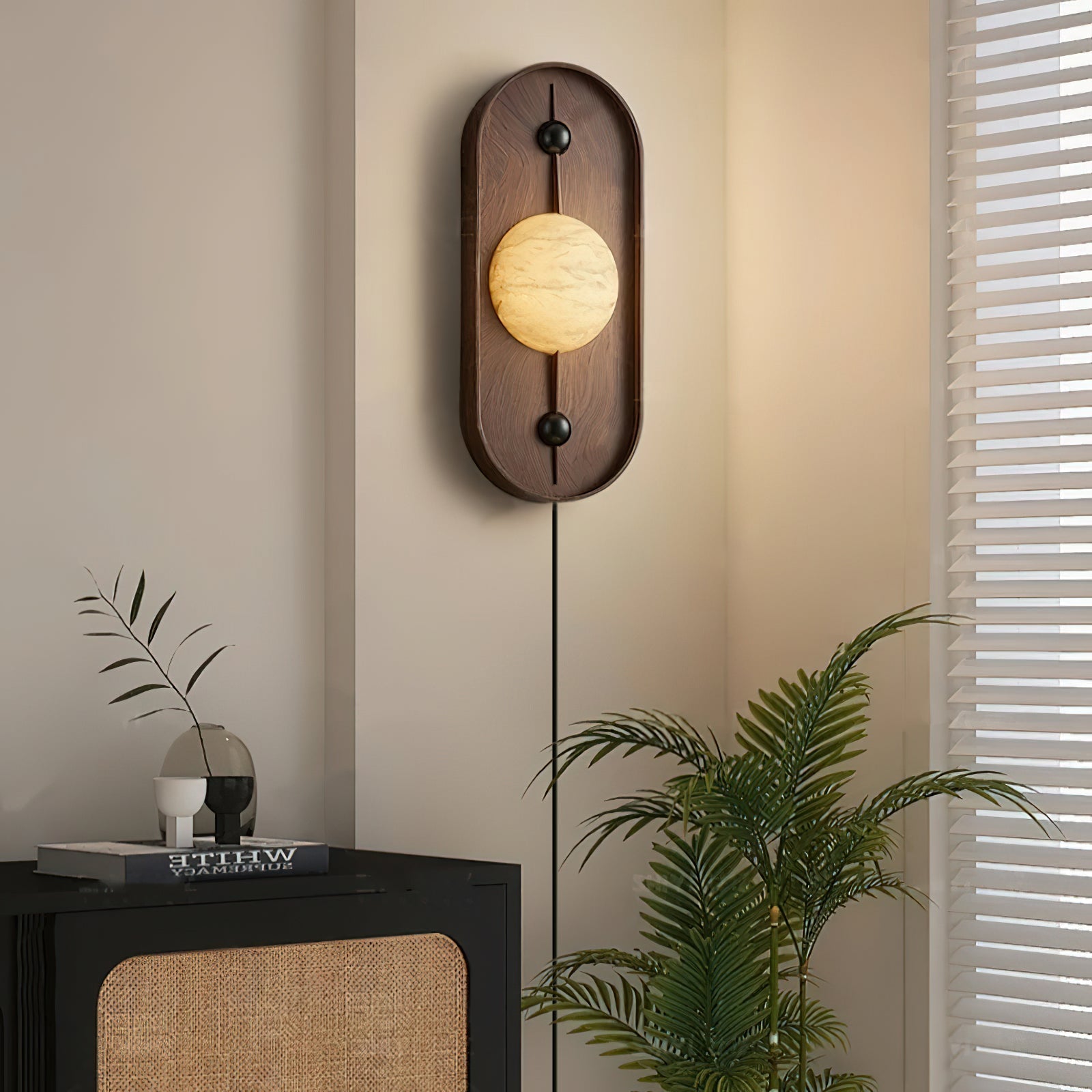 Fljotuvyu Moderne Minimaliste Plug-in Métal Albâtre Applique Murale