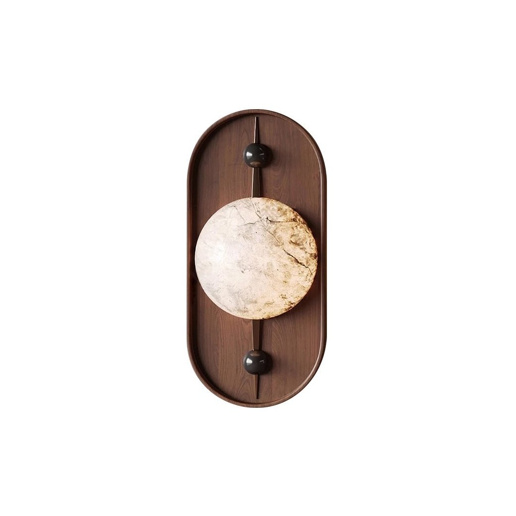 Lyvaran Applique Murale Ovale en Albâtre et Bois