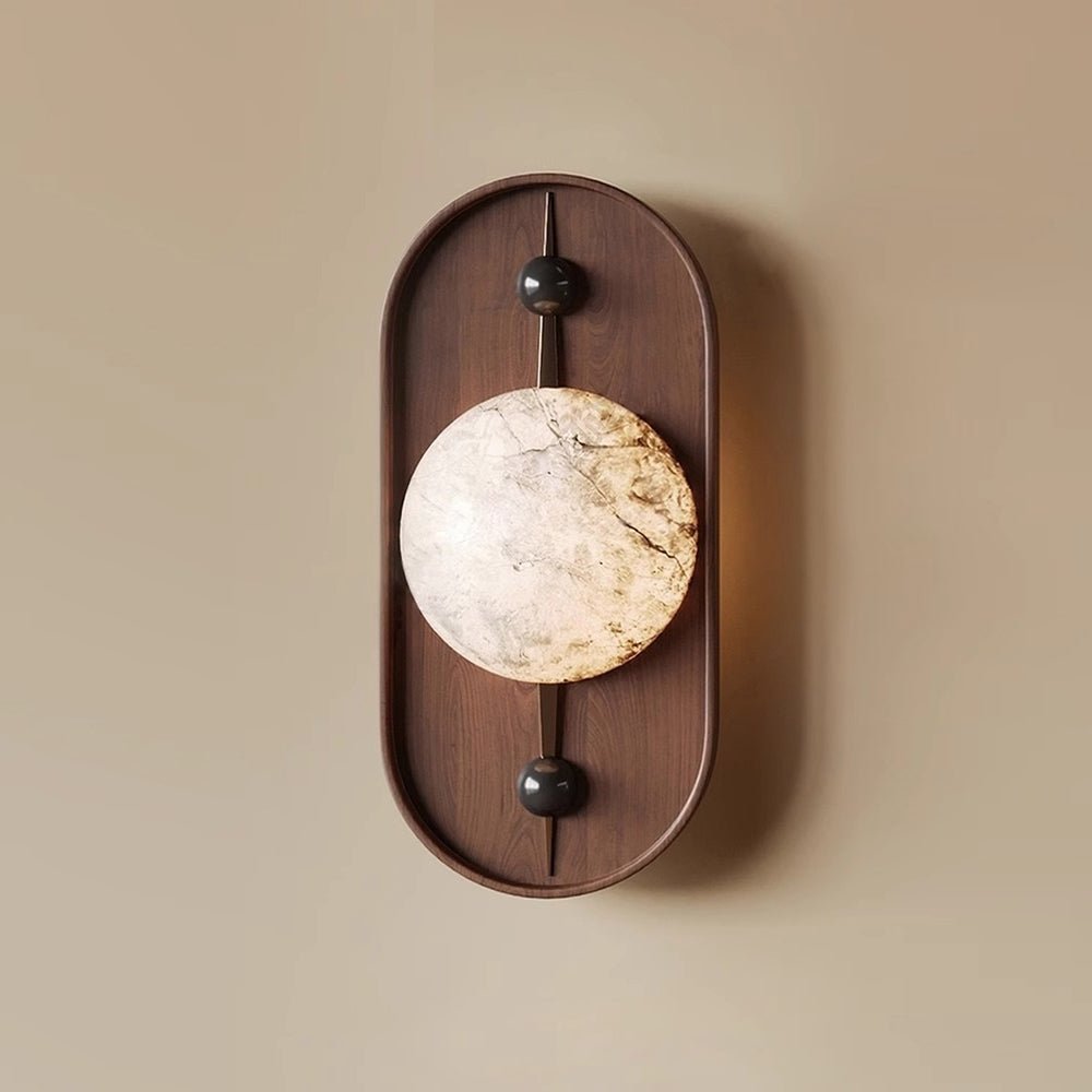 Lyvaran Applique Murale Ovale en Albâtre et Bois