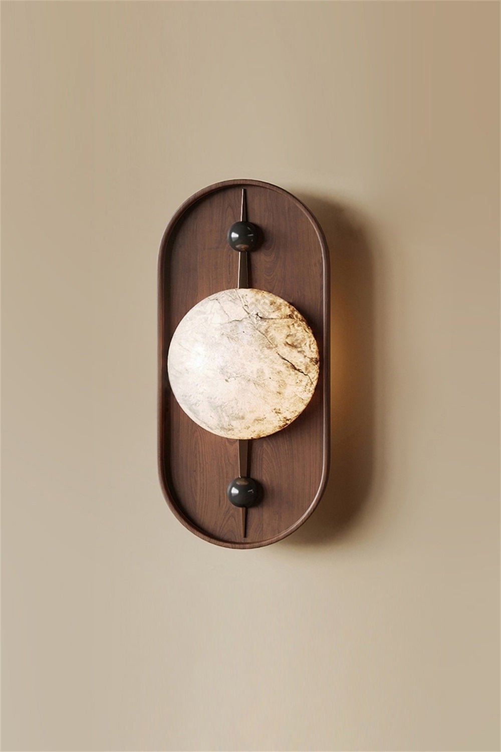 Lyvaran Applique Murale Ovale en Albâtre et Bois