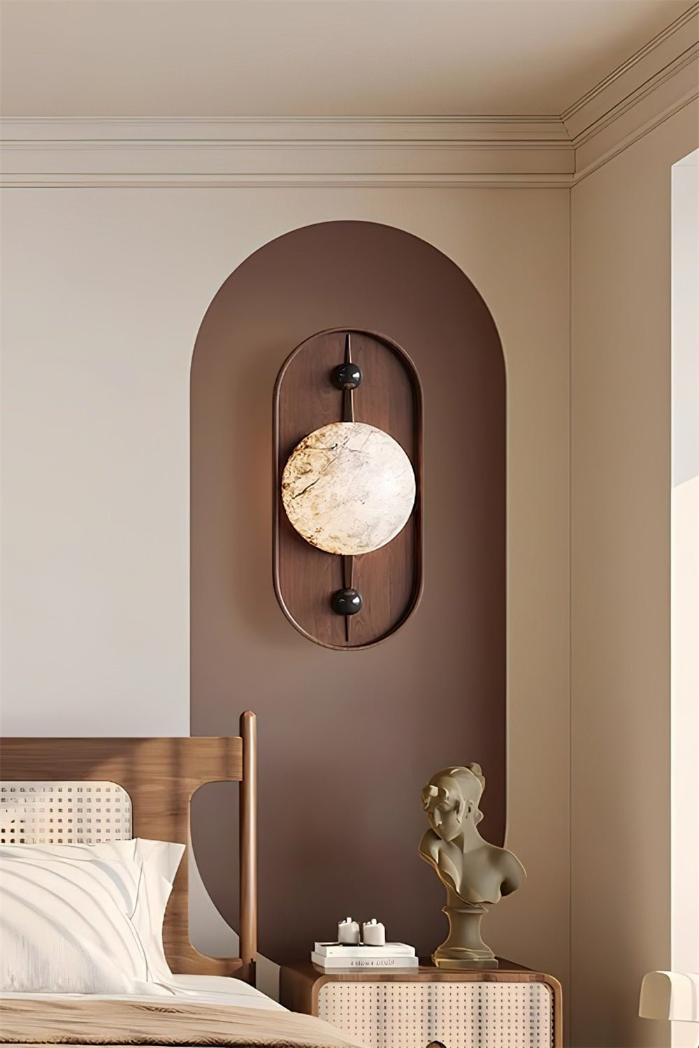 Lyvaran Applique Murale Ovale en Albâtre et Bois