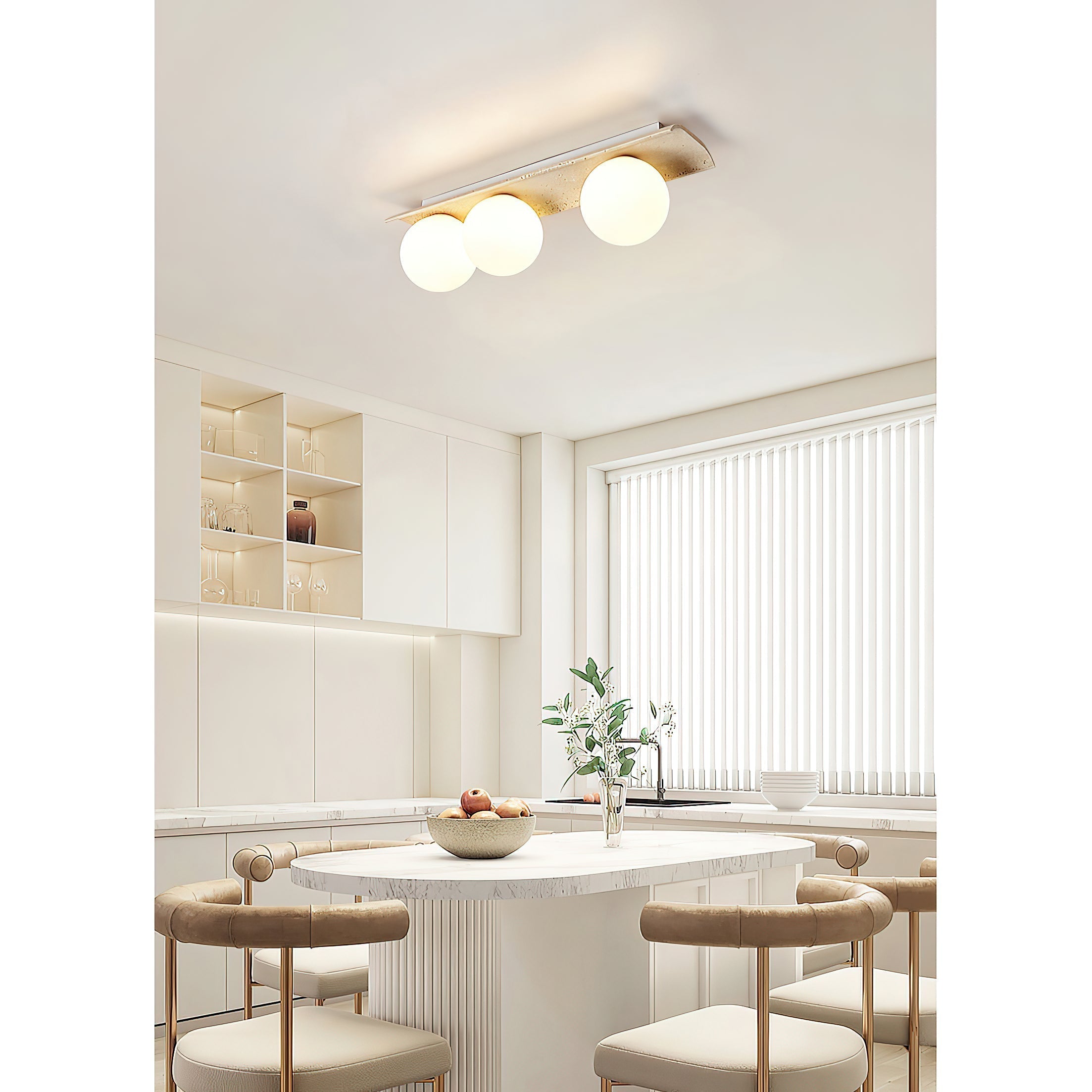 Bianca Globe Moderne Minimaliste Travertin Verre Plafonnier