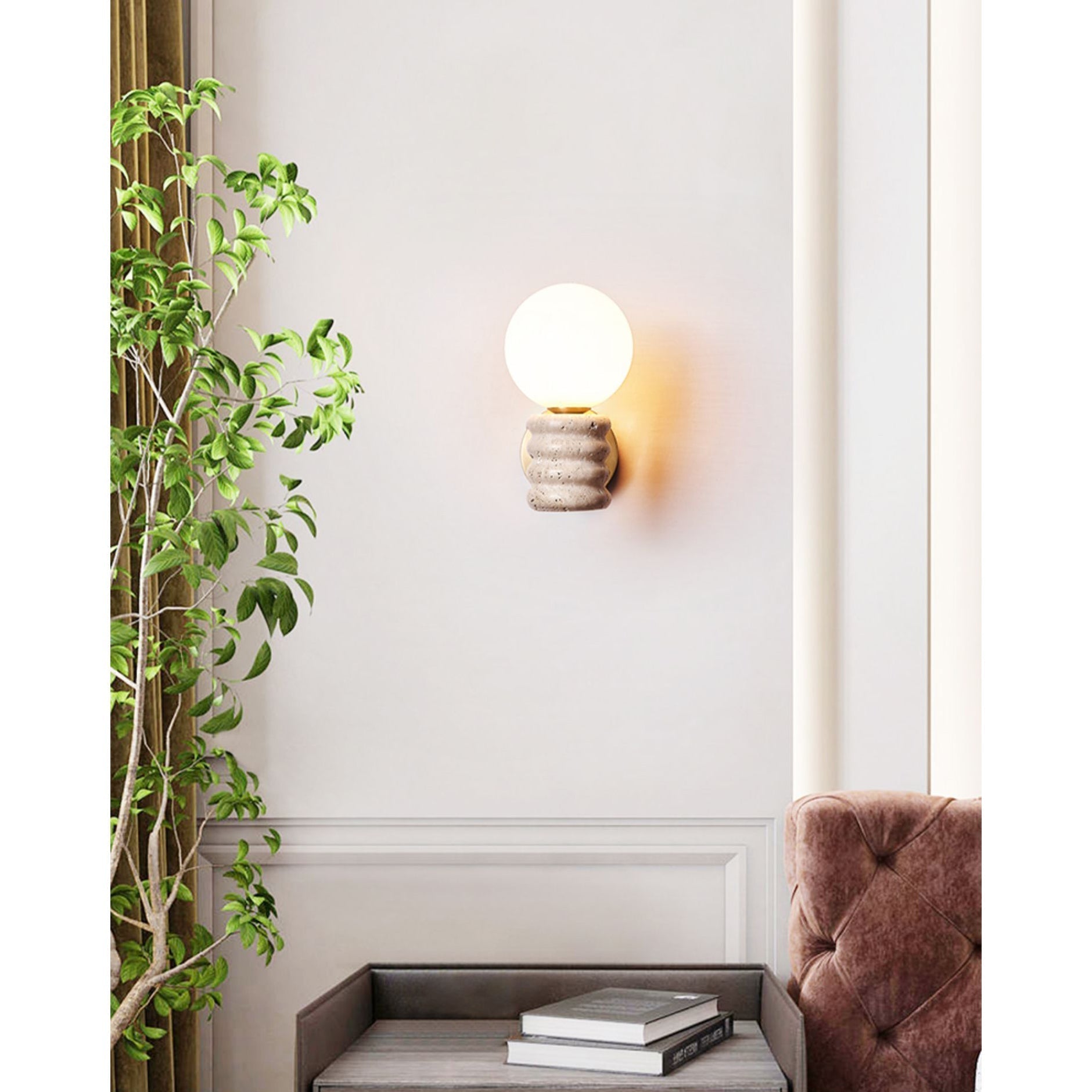Ljomuvyh Moderne Minimaliste Travertin Verre Applique Murale