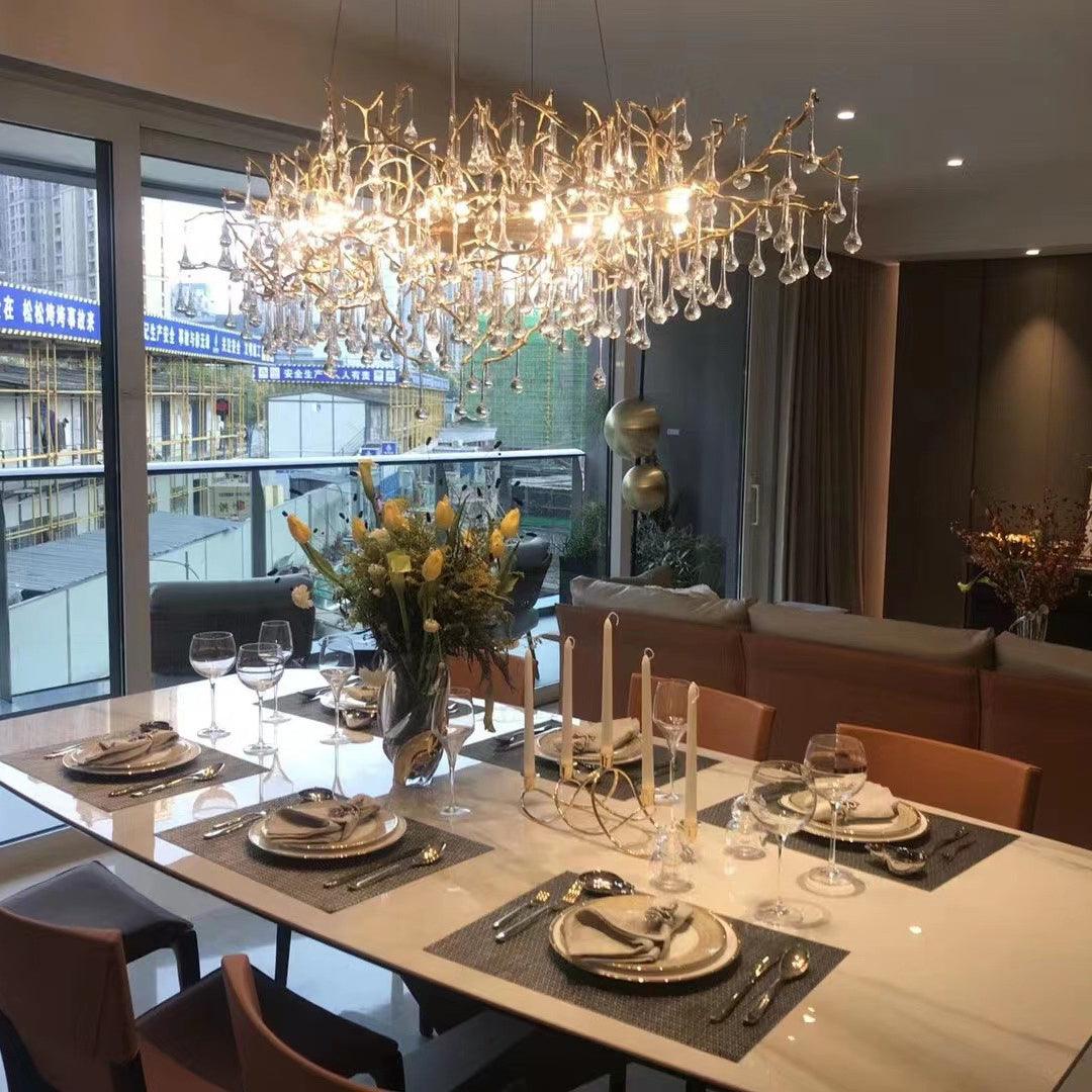 Lustra Lustre Branches en Laiton et Cristal