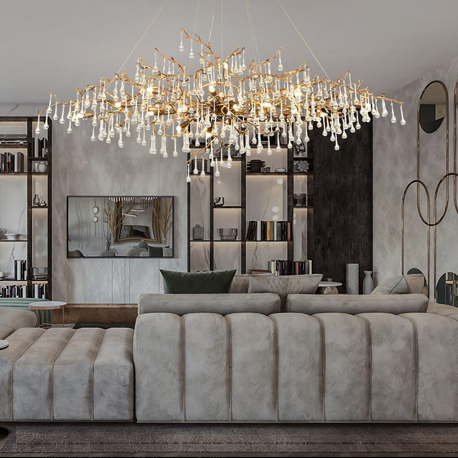 Lustra Lustre Branches en Laiton et Cristal