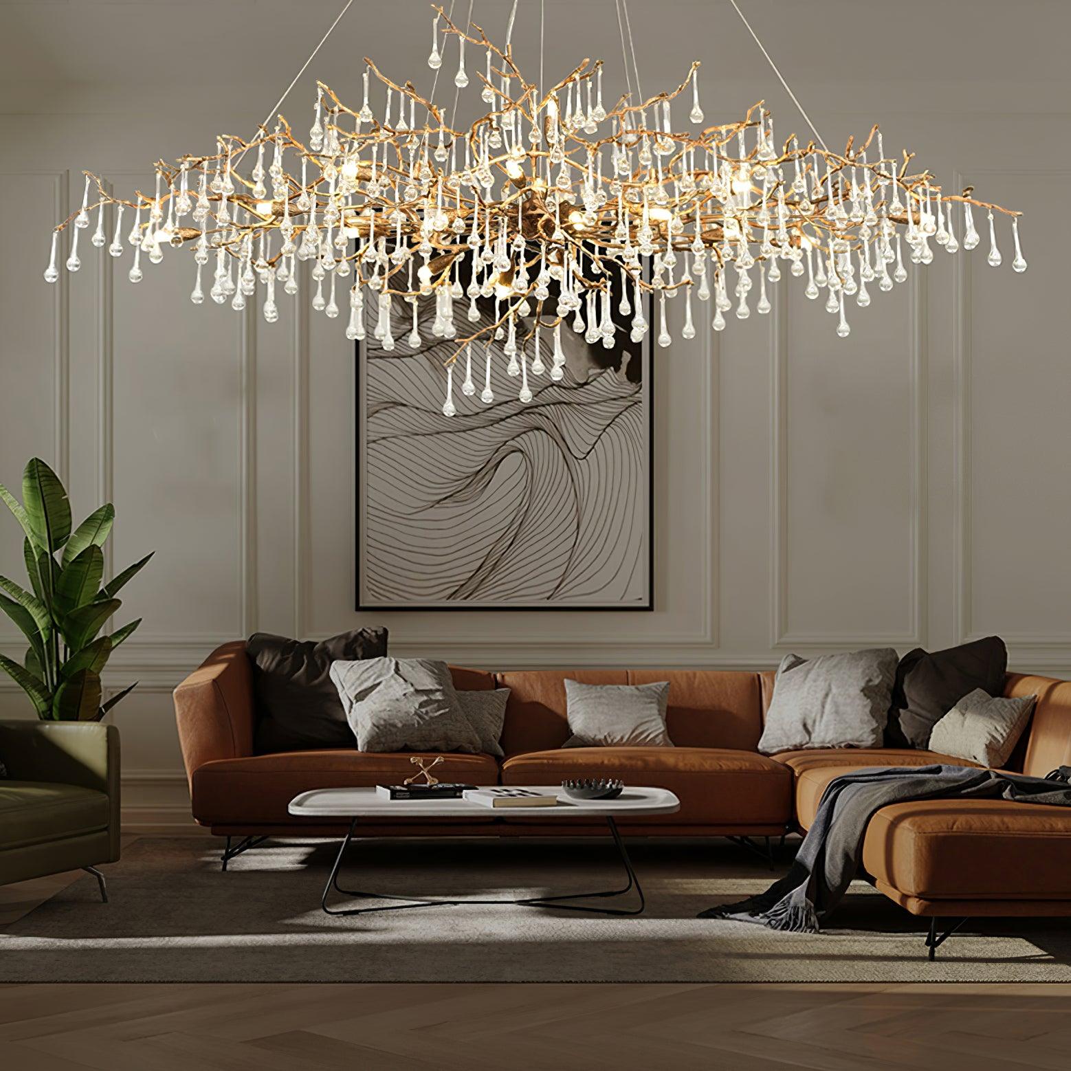Lustra Lustre Branches en Laiton et Cristal