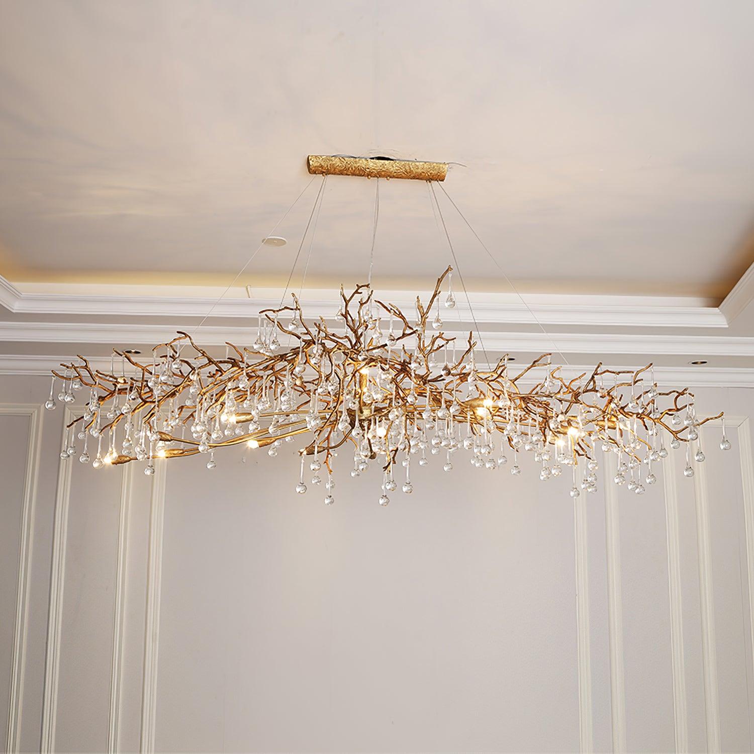 Lustra Lustre Branches en Laiton et Cristal