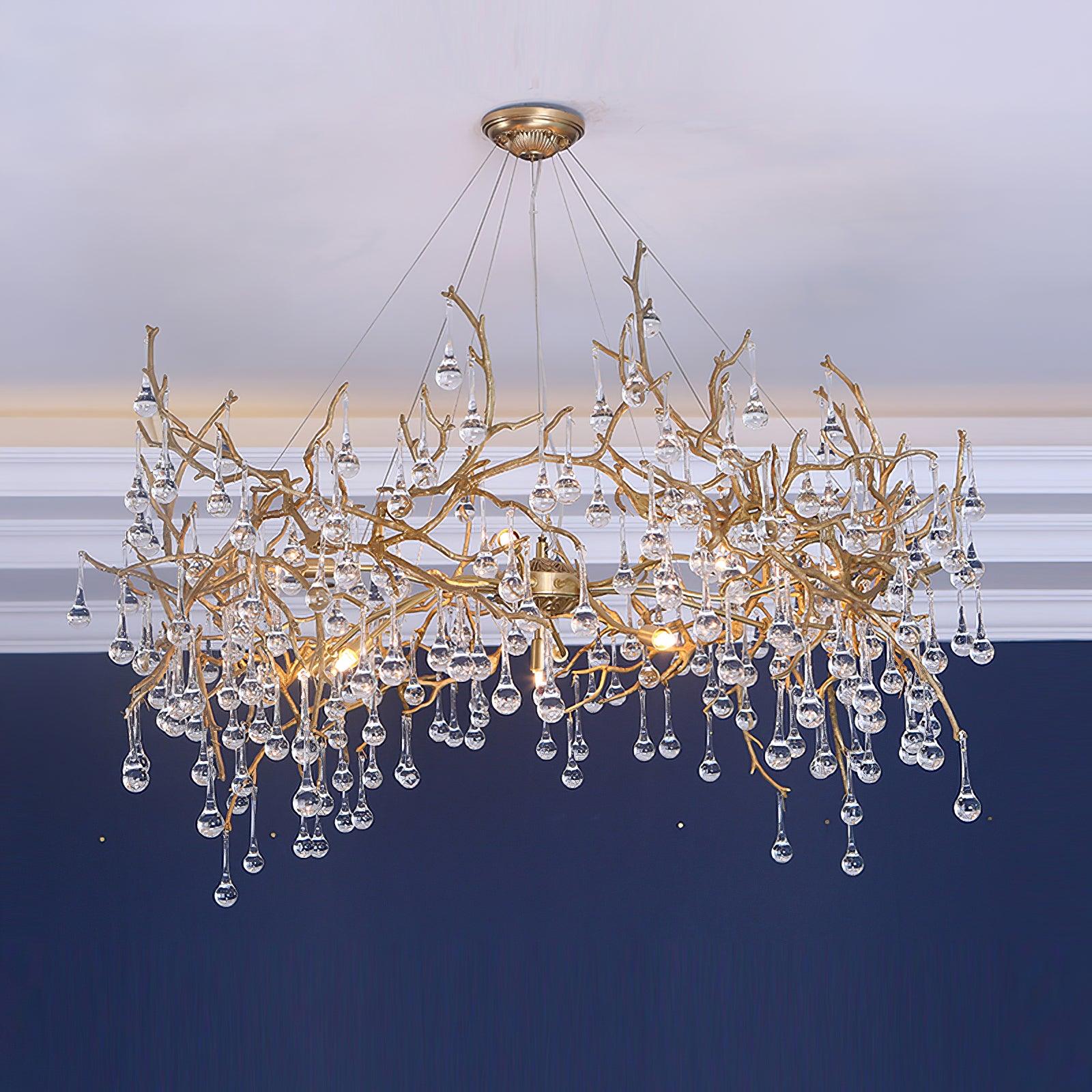 Lustra Lustre Branches en Laiton et Cristal