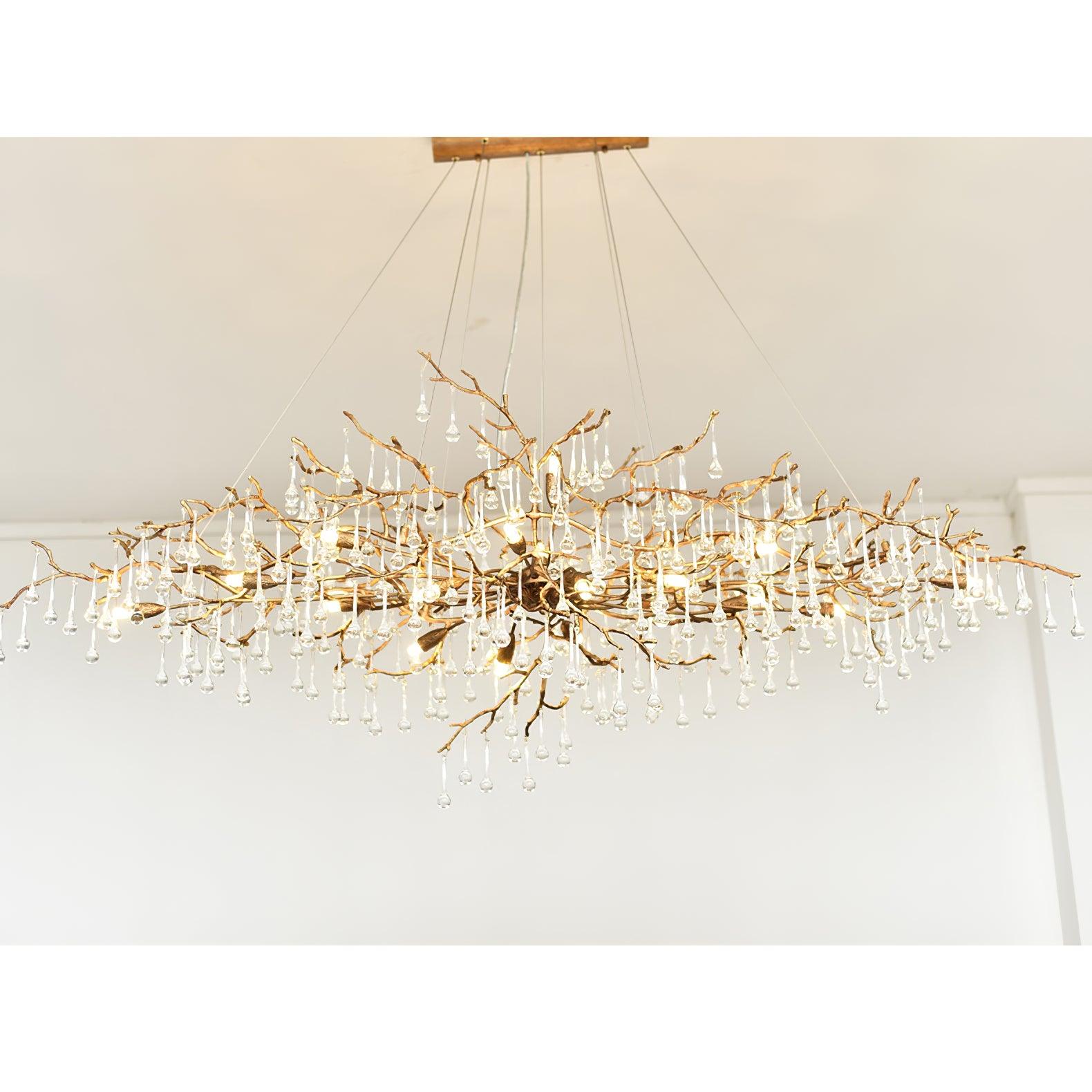 Lustra Lustre Branches en Laiton et Cristal