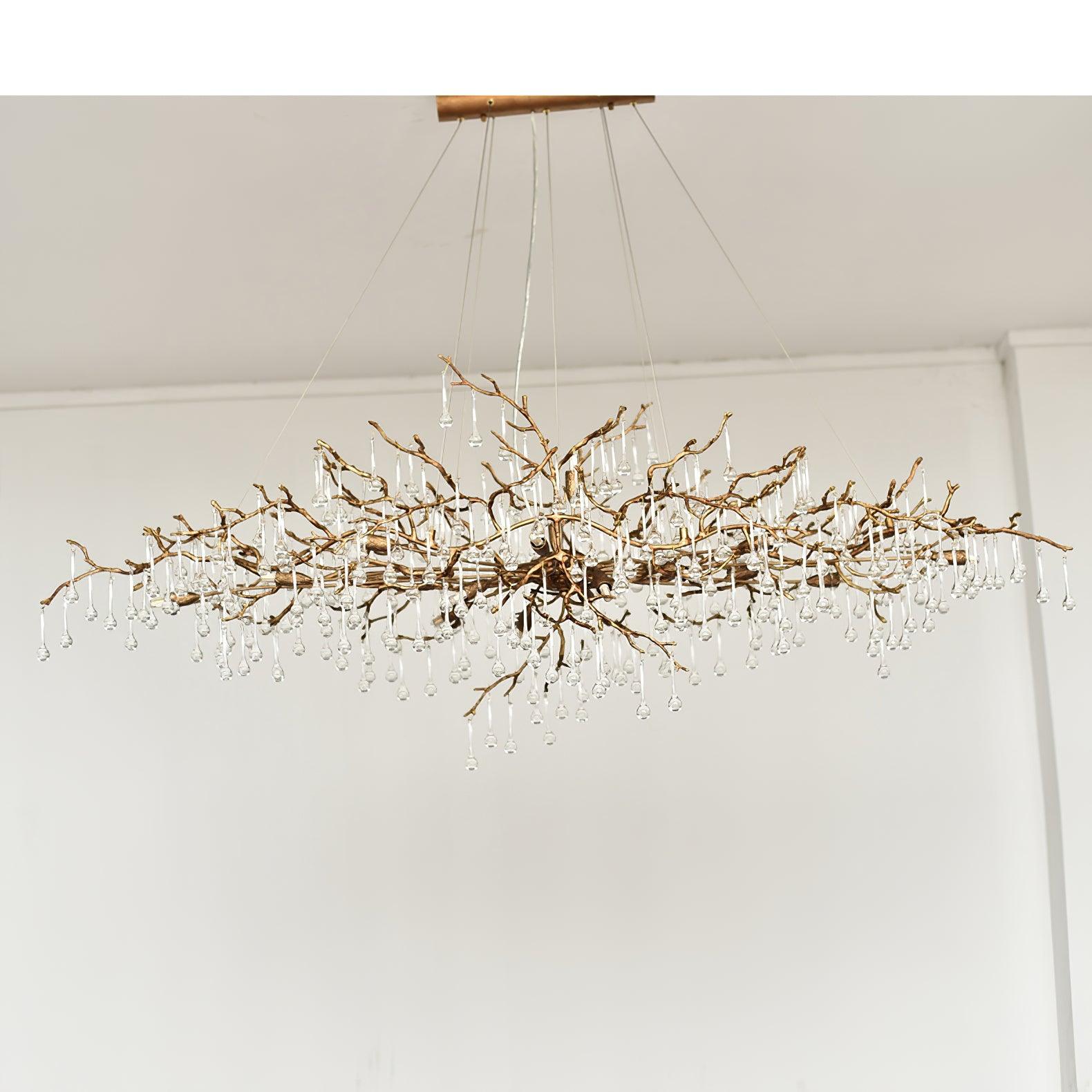 Lustra Lustre Branches en Laiton et Cristal