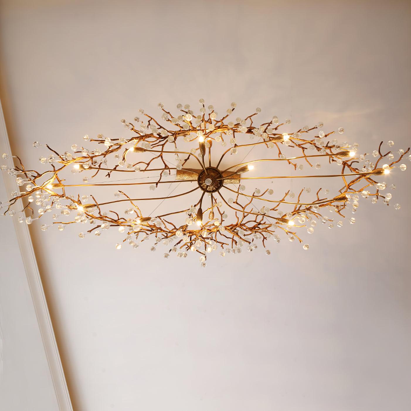 Lustra Lustre Branches en Laiton et Cristal