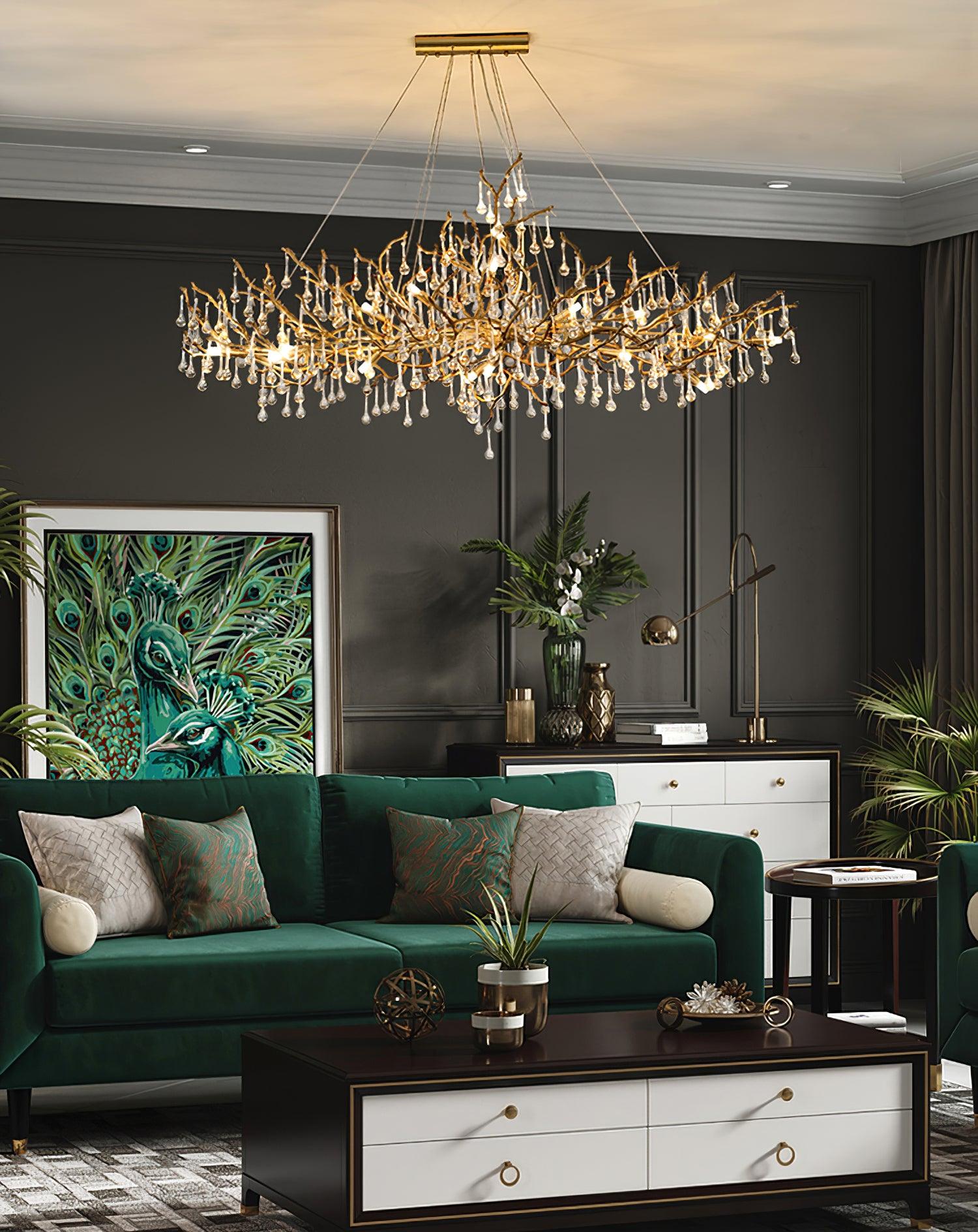 Lustra Lustre Branches en Laiton et Cristal