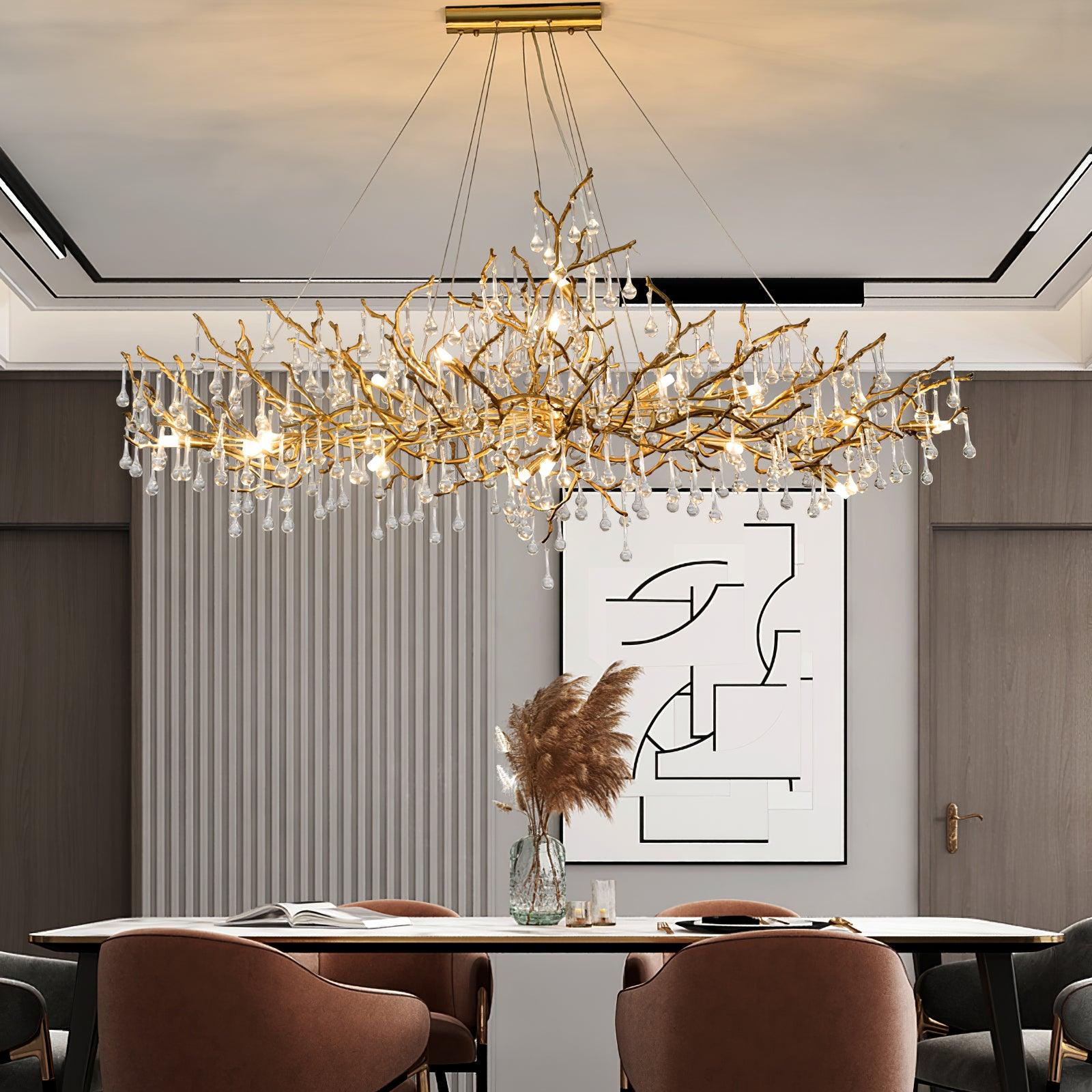 Lustra Lustre Branches en Laiton et Cristal