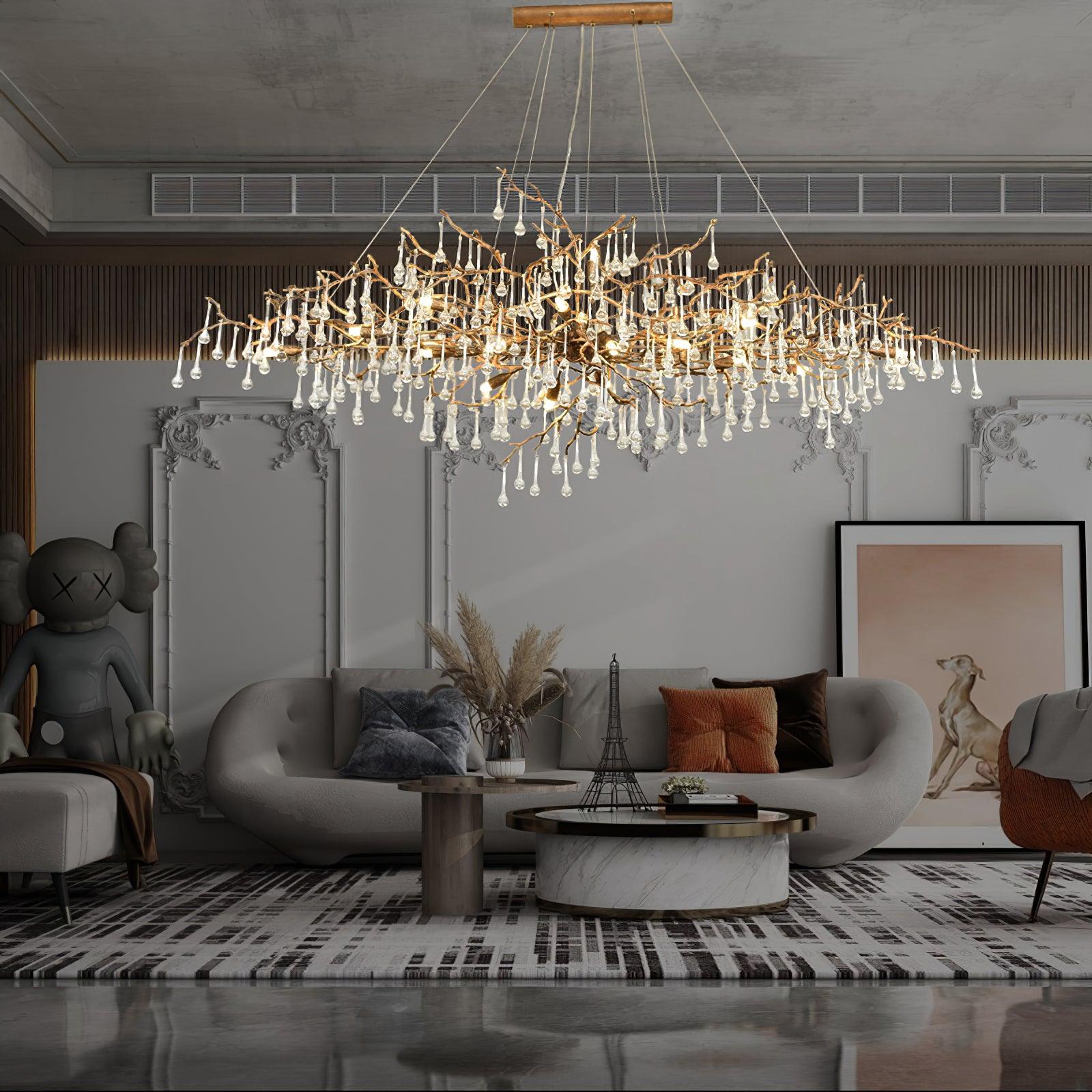 Lustra Lustre Branches en Laiton et Cristal