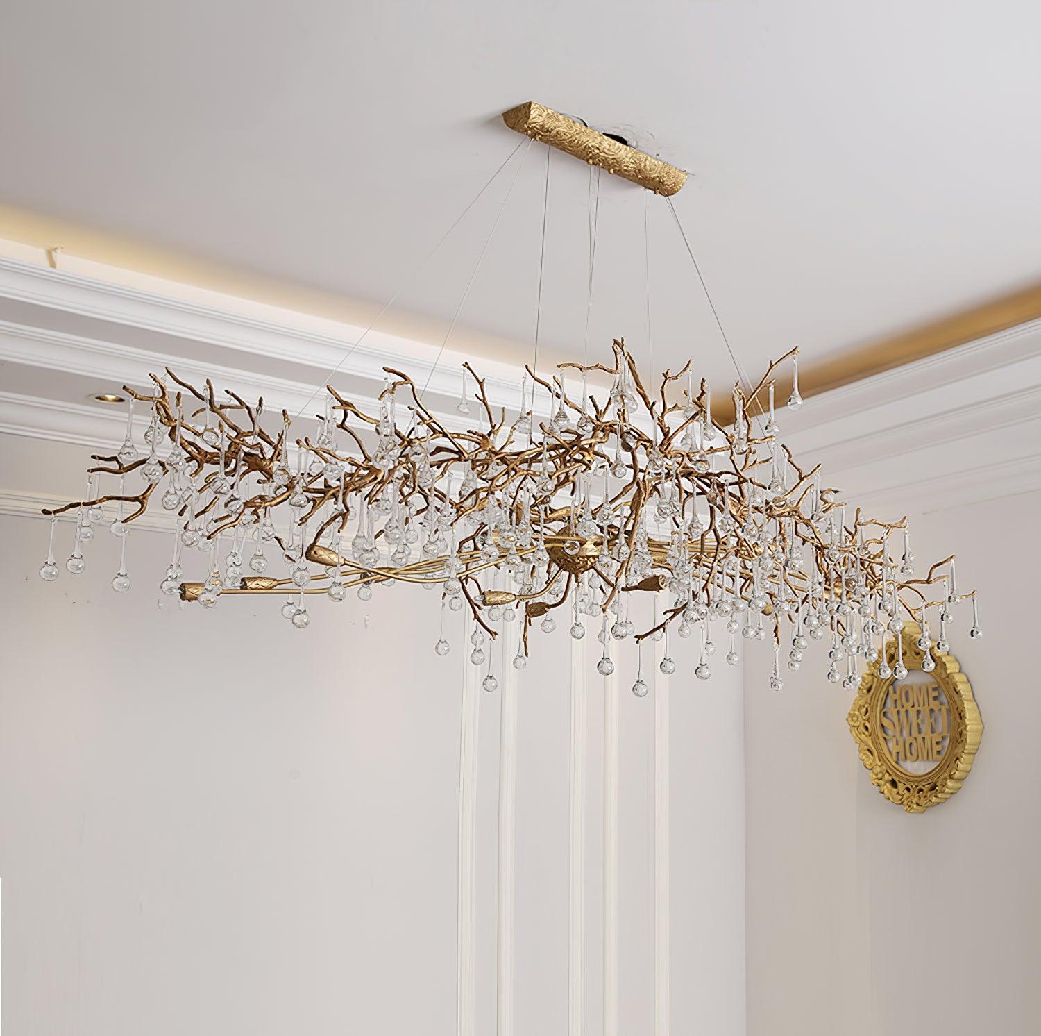 Lustra Lustre Branches en Laiton et Cristal