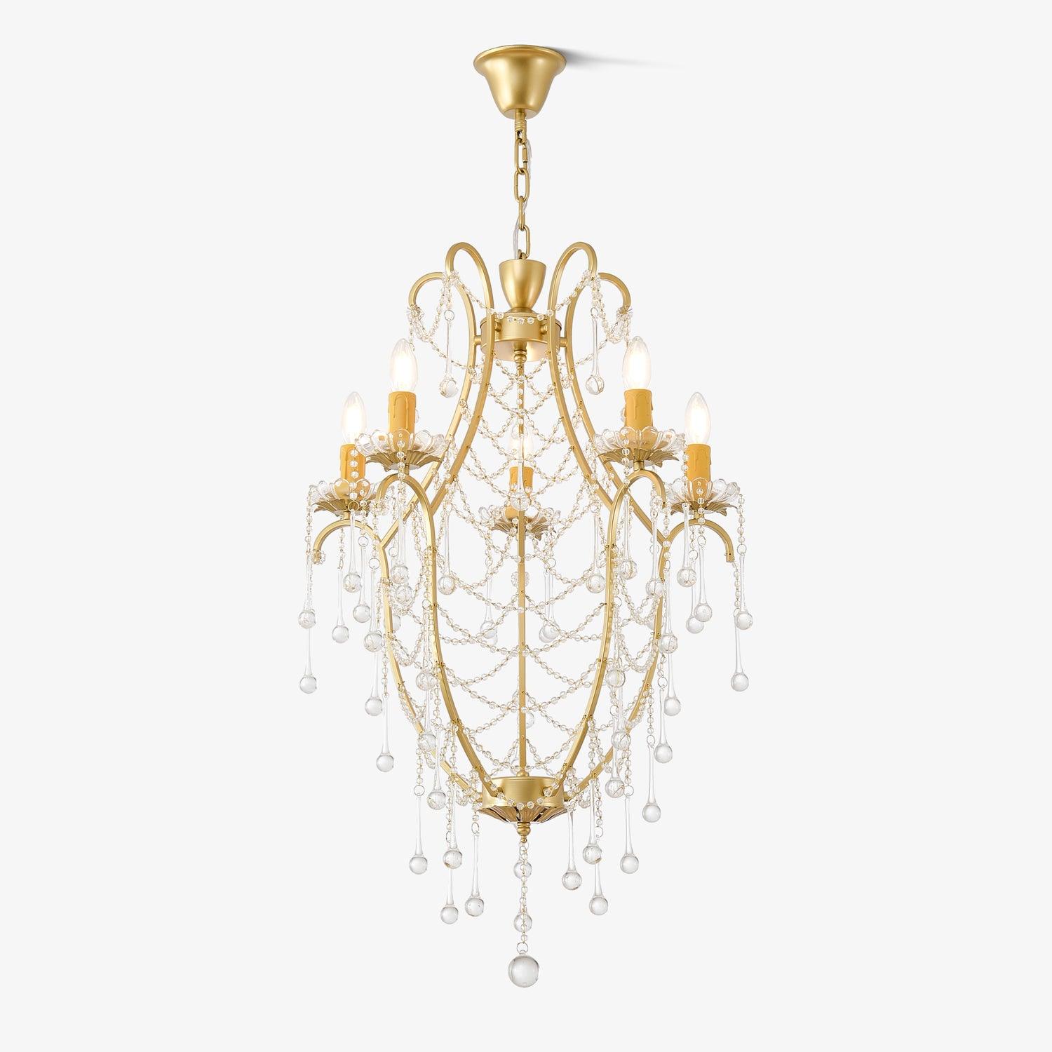 Lustra Lustre Cage à Oiseaux avec Gouttes en Verre