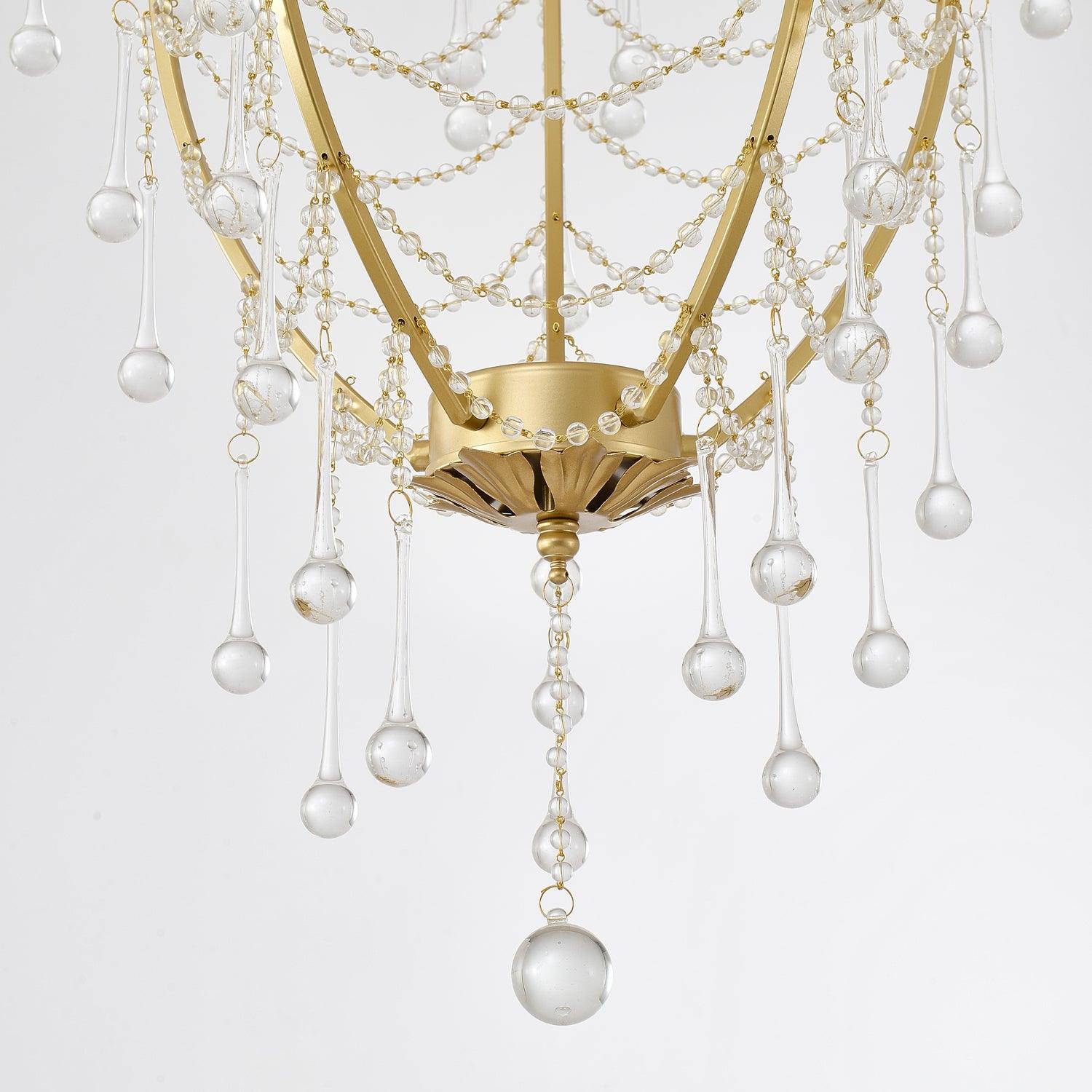 Lustra Lustre Cage à Oiseaux avec Gouttes en Verre