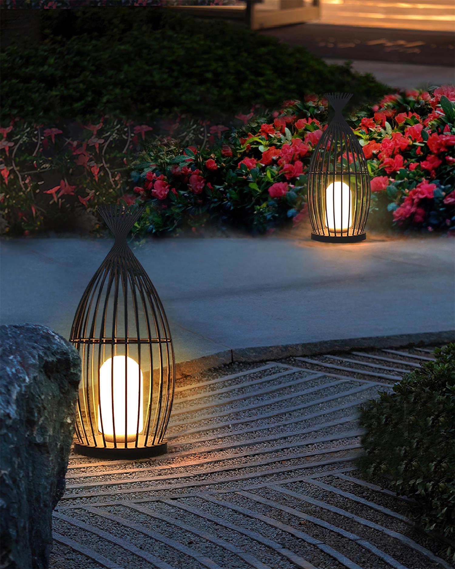 Birdcage Lampe de Poteau Extérieure Cage Industrielle