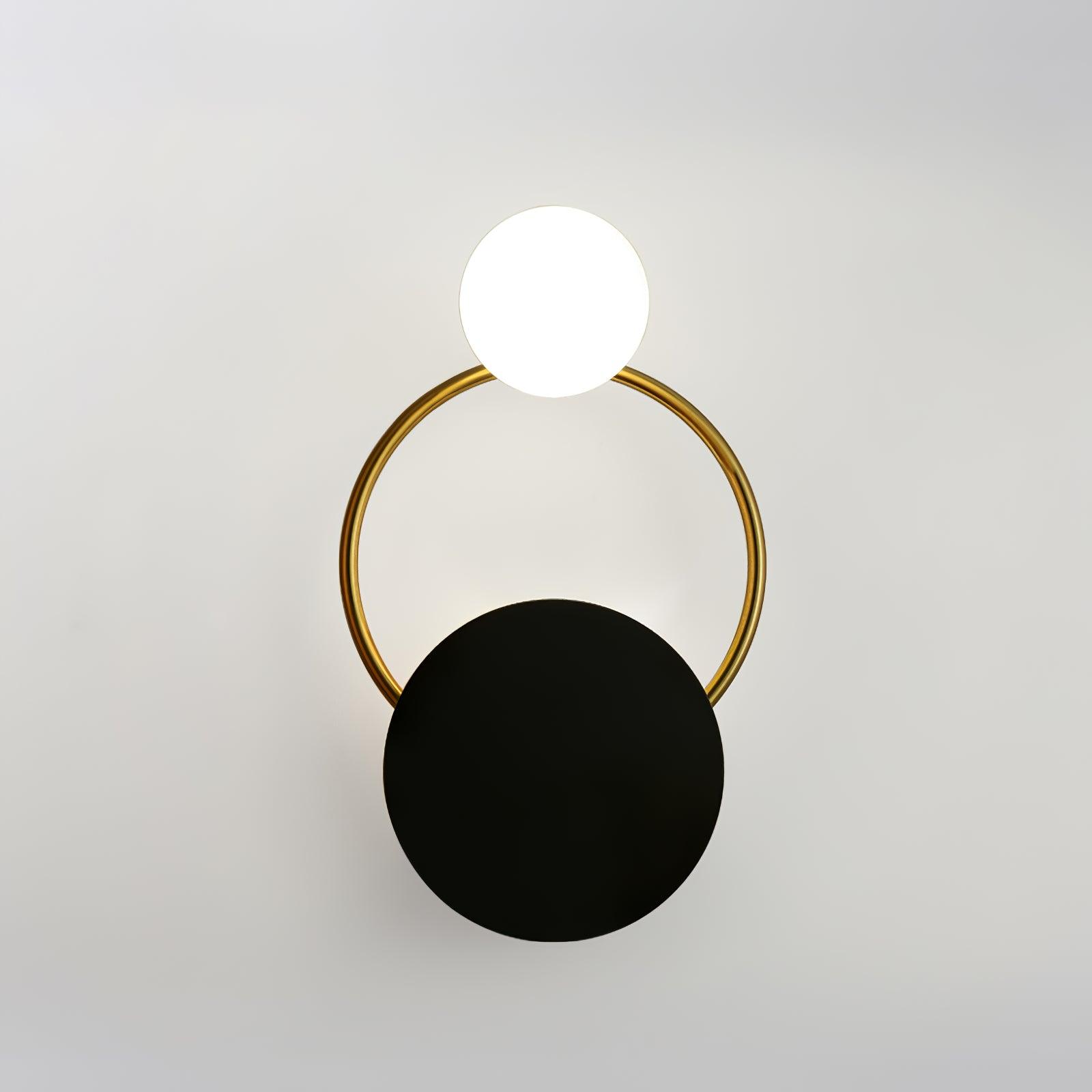 Arisha Applique Murale LED Moderne à Triple Anneau, Métal/Verre, Noir/Or, Chambre à Coucher