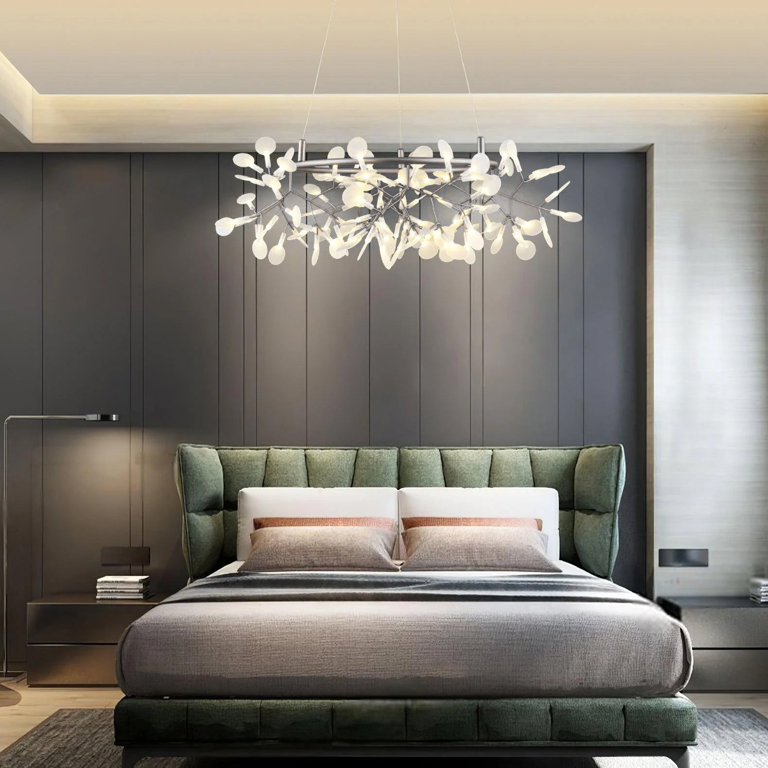 Lustra Lustre Noir Anneau Branche Luciole