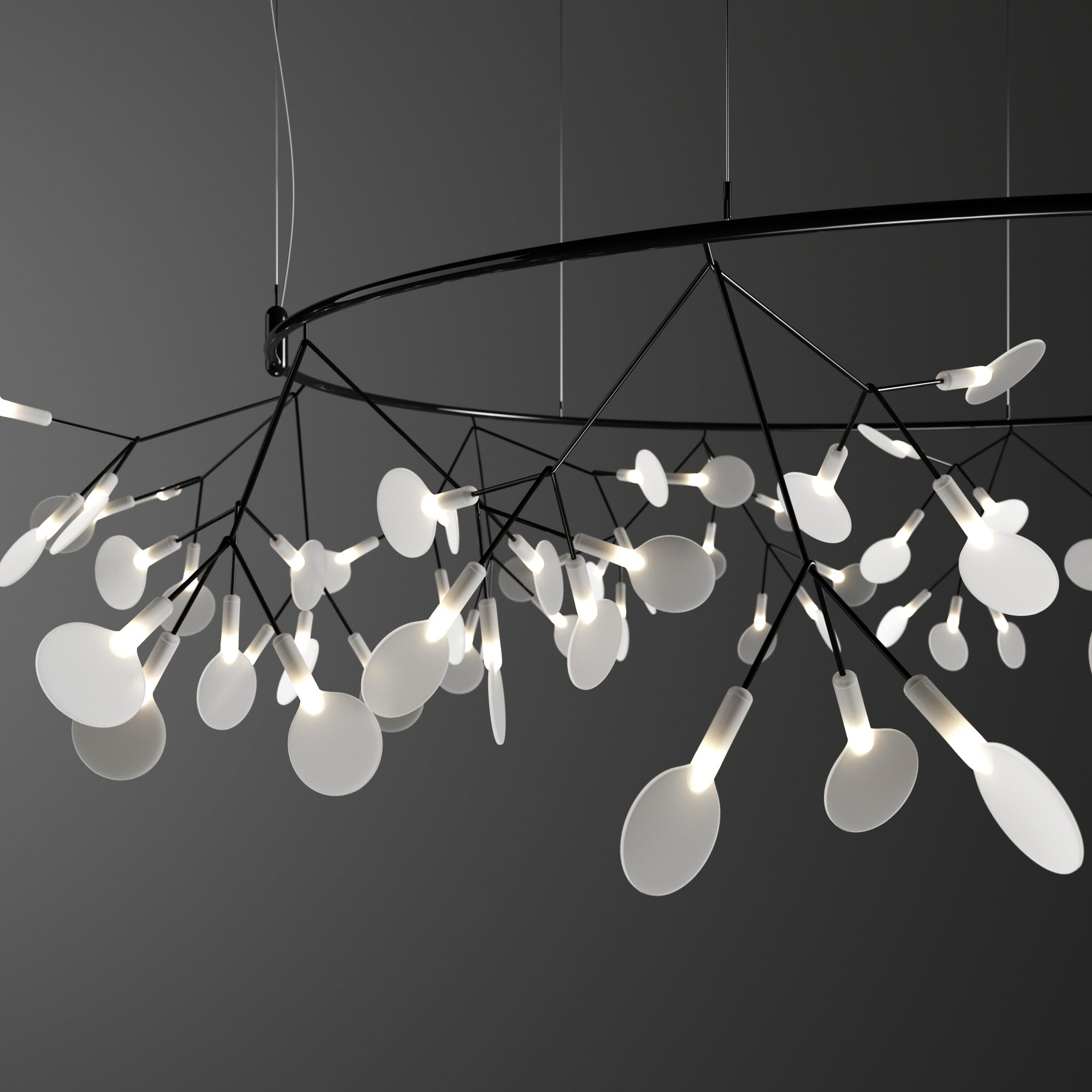Lustra Lustre Noir Anneau Branche Luciole