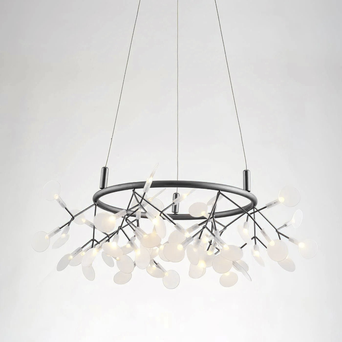 Lustra Lustre Noir Anneau Branche Luciole