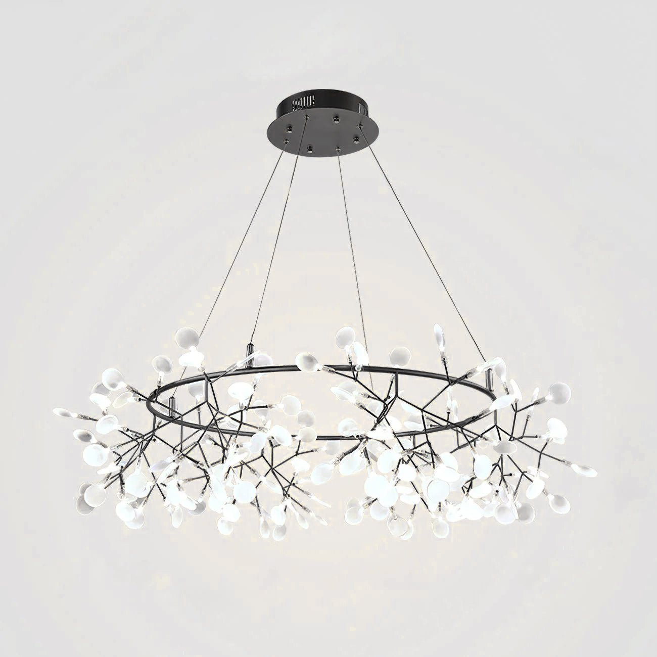 Lustra Lustre Noir Anneau Branche Luciole