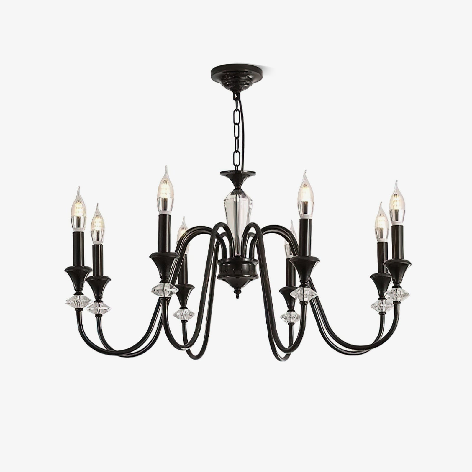 Lustra Lustre Noir & Cristal Candelabre