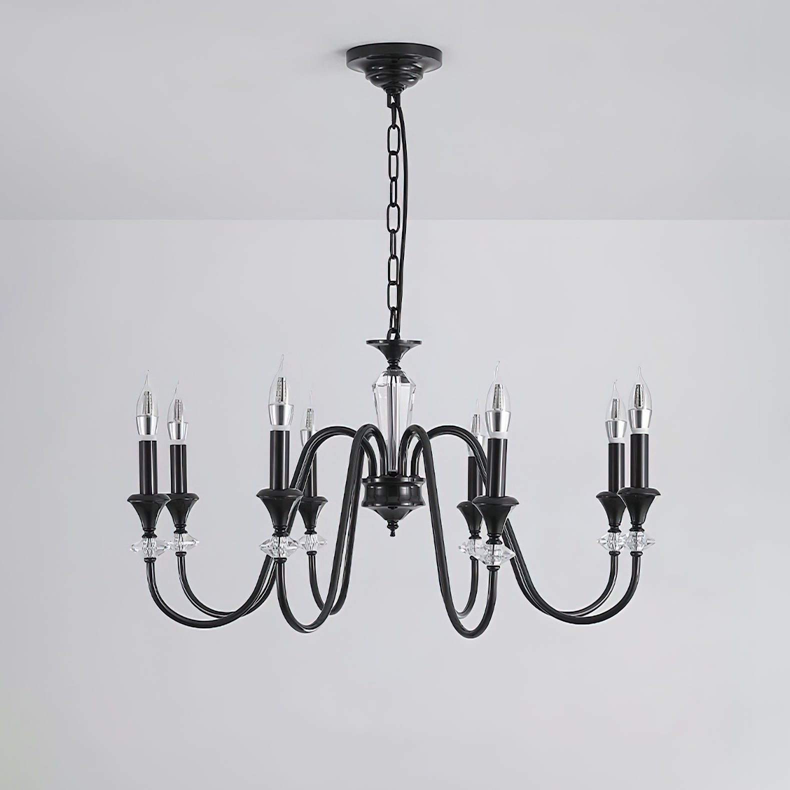 Lustra Lustre Noir & Cristal Candelabre
