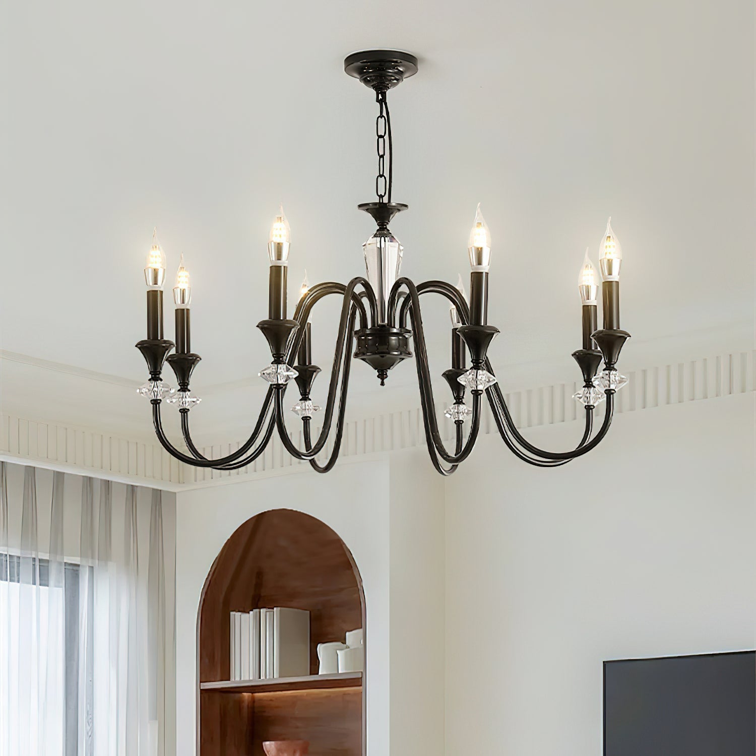 Lustra Lustre Noir & Cristal Candelabre