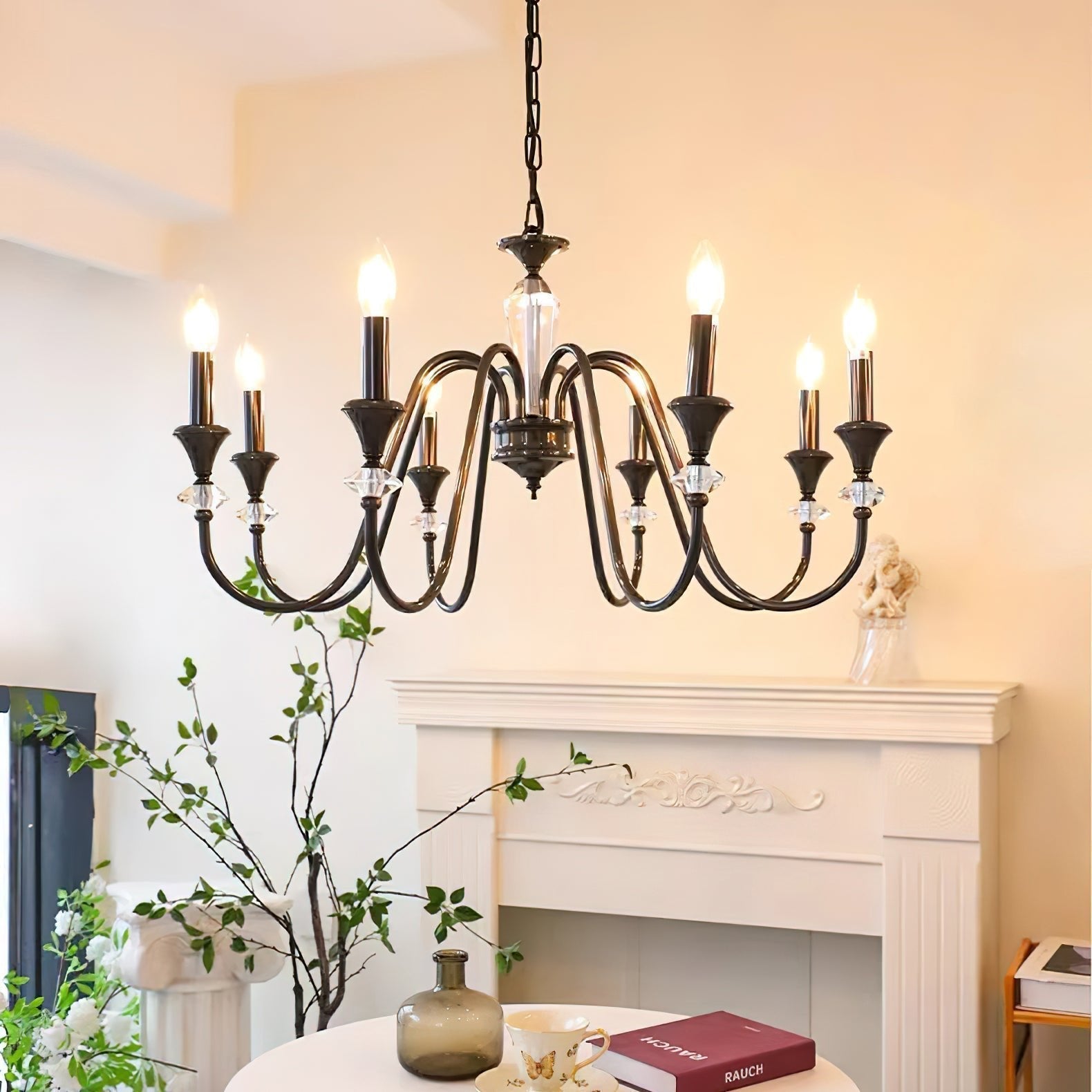 Lustra Lustre Noir & Cristal Candelabre