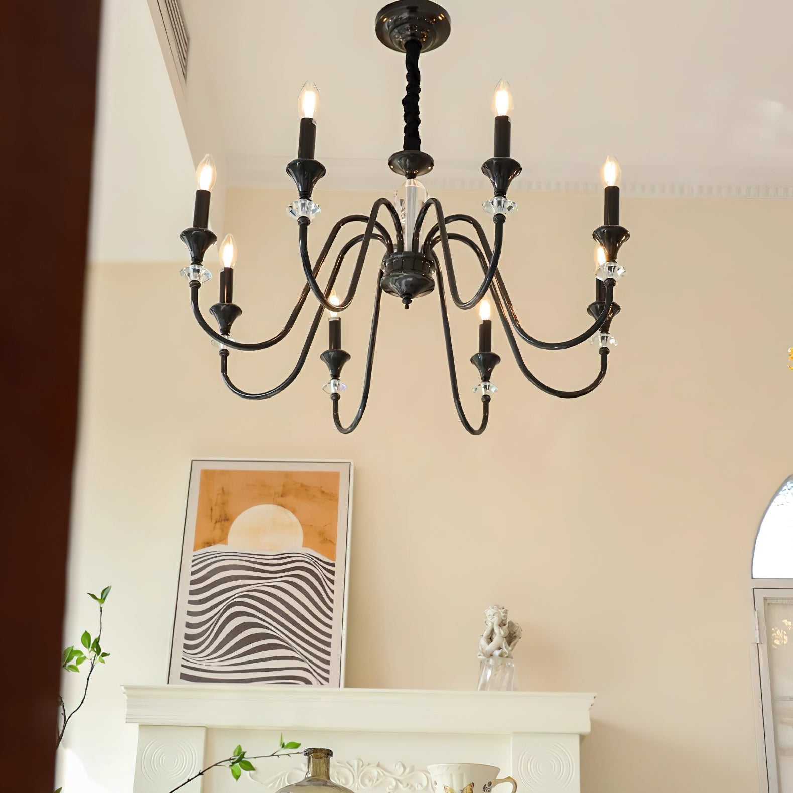 Lustra Lustre Noir & Cristal Candelabre